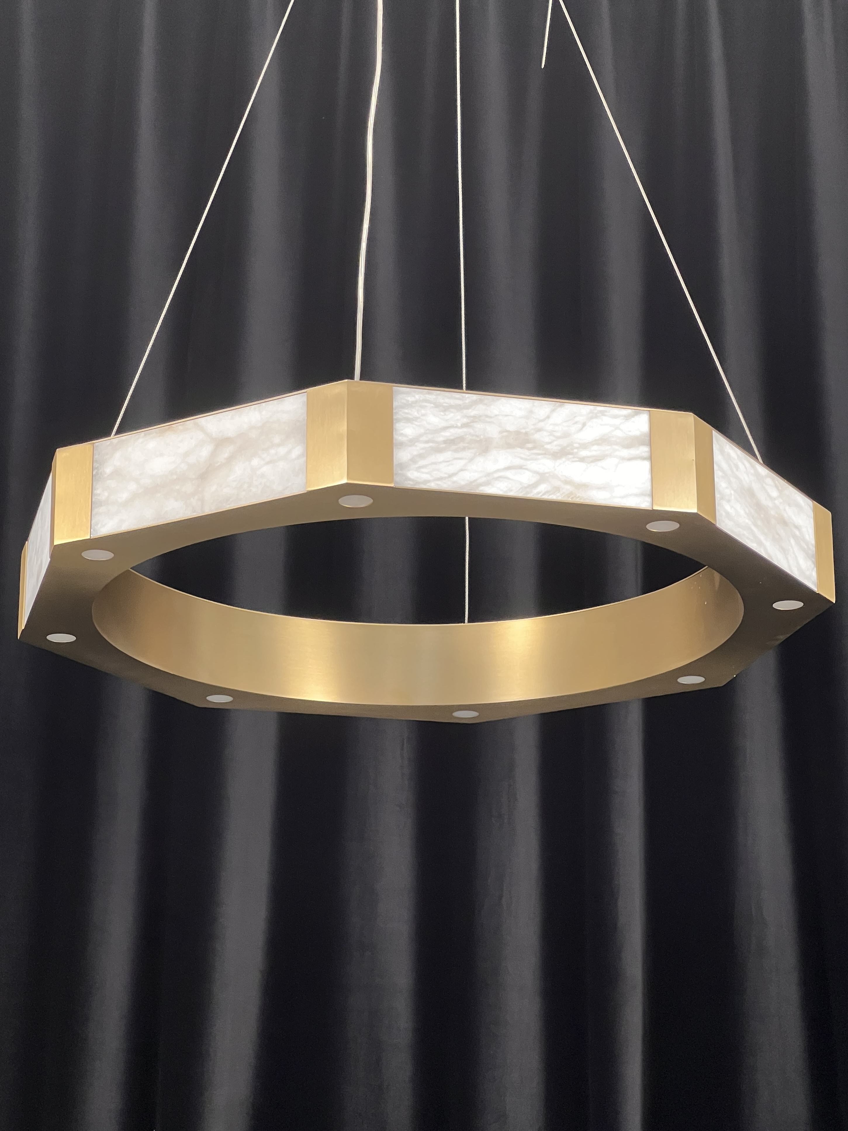 Casailighting Hexagonal Alabaster & Brass LED Chandelier