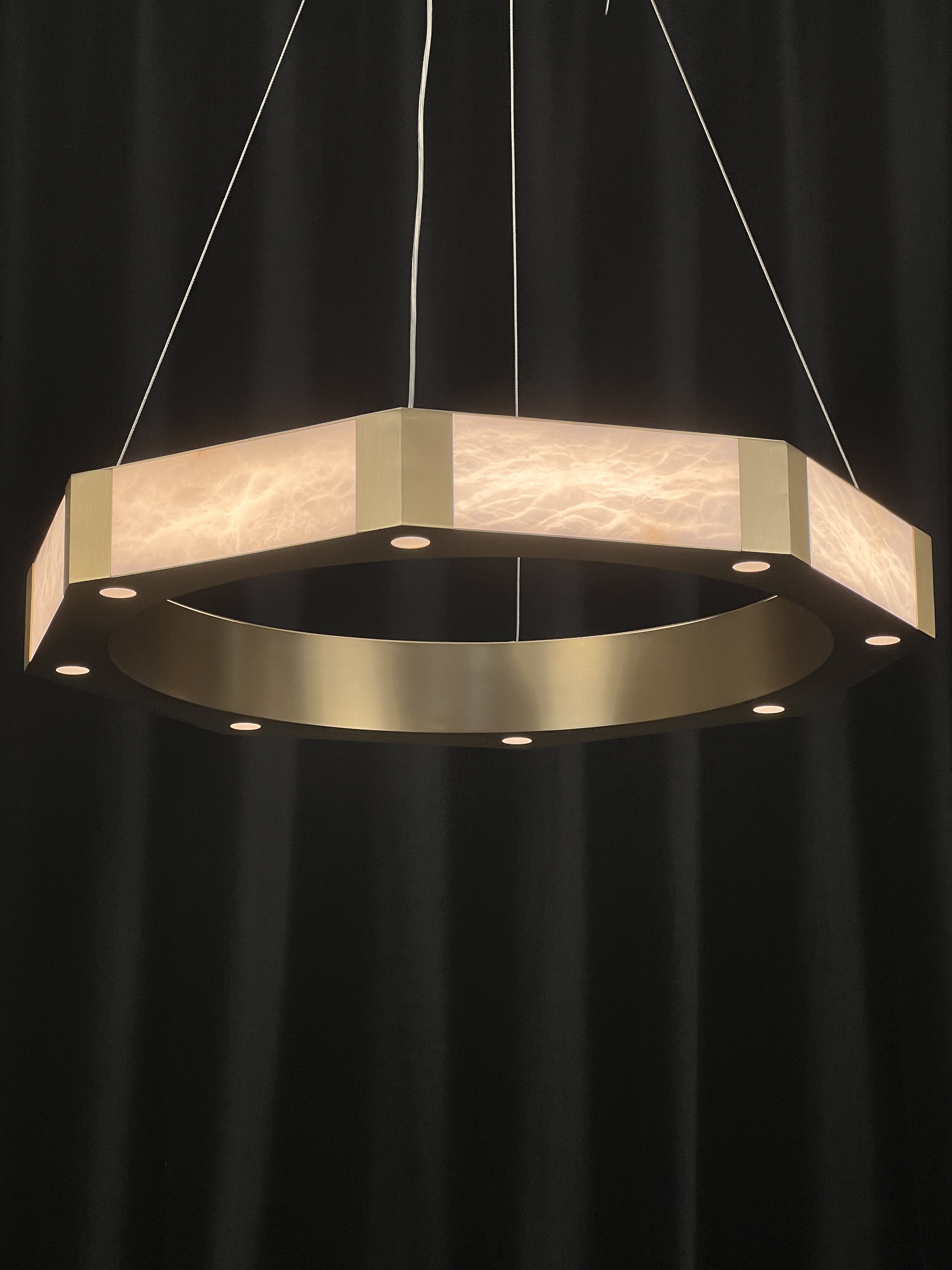 Casailighting Hexagonal Alabaster & Brass LED Chandelier