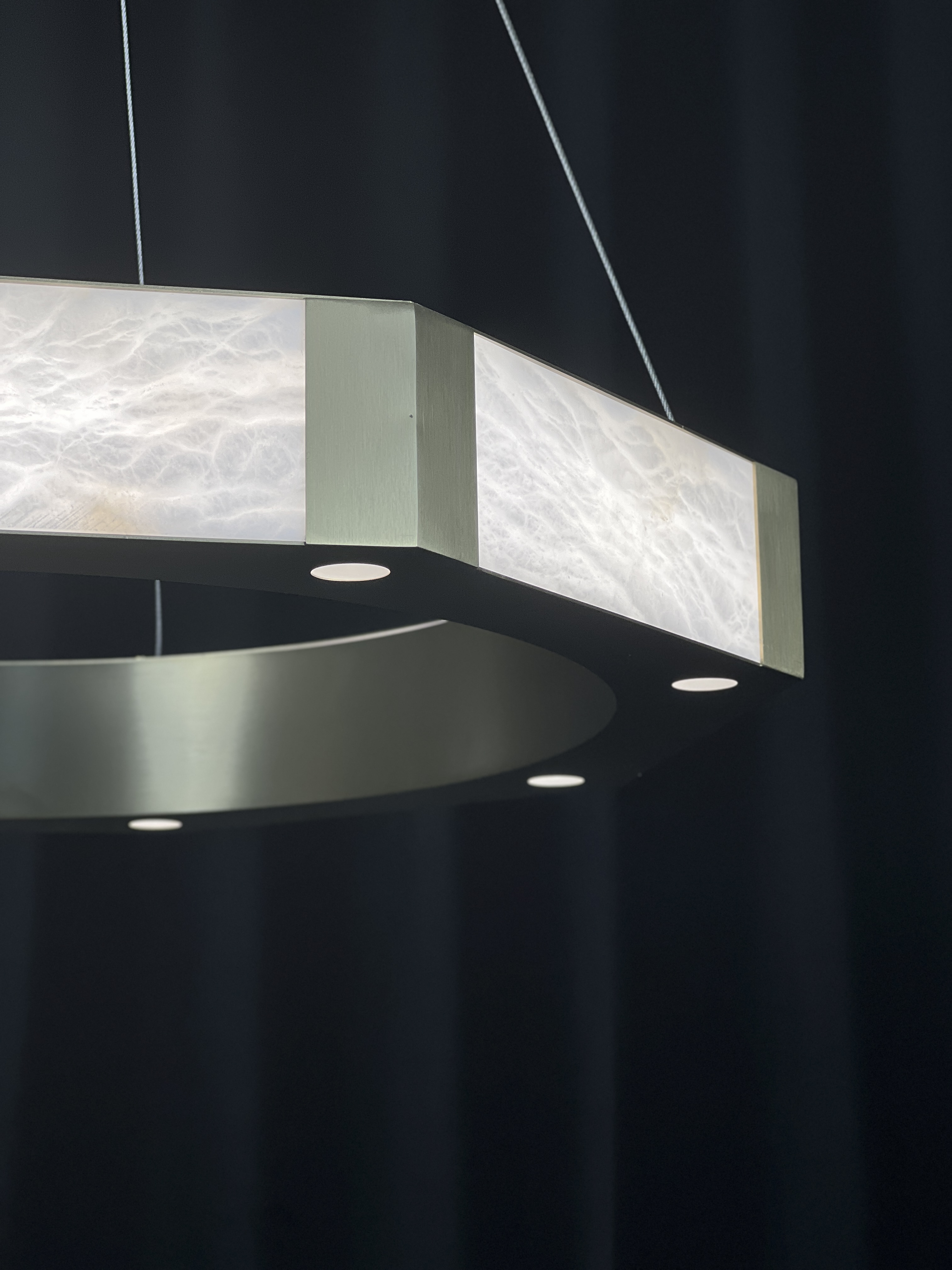 Casailighting Hexagonal Alabaster & Brass LED Chandelier