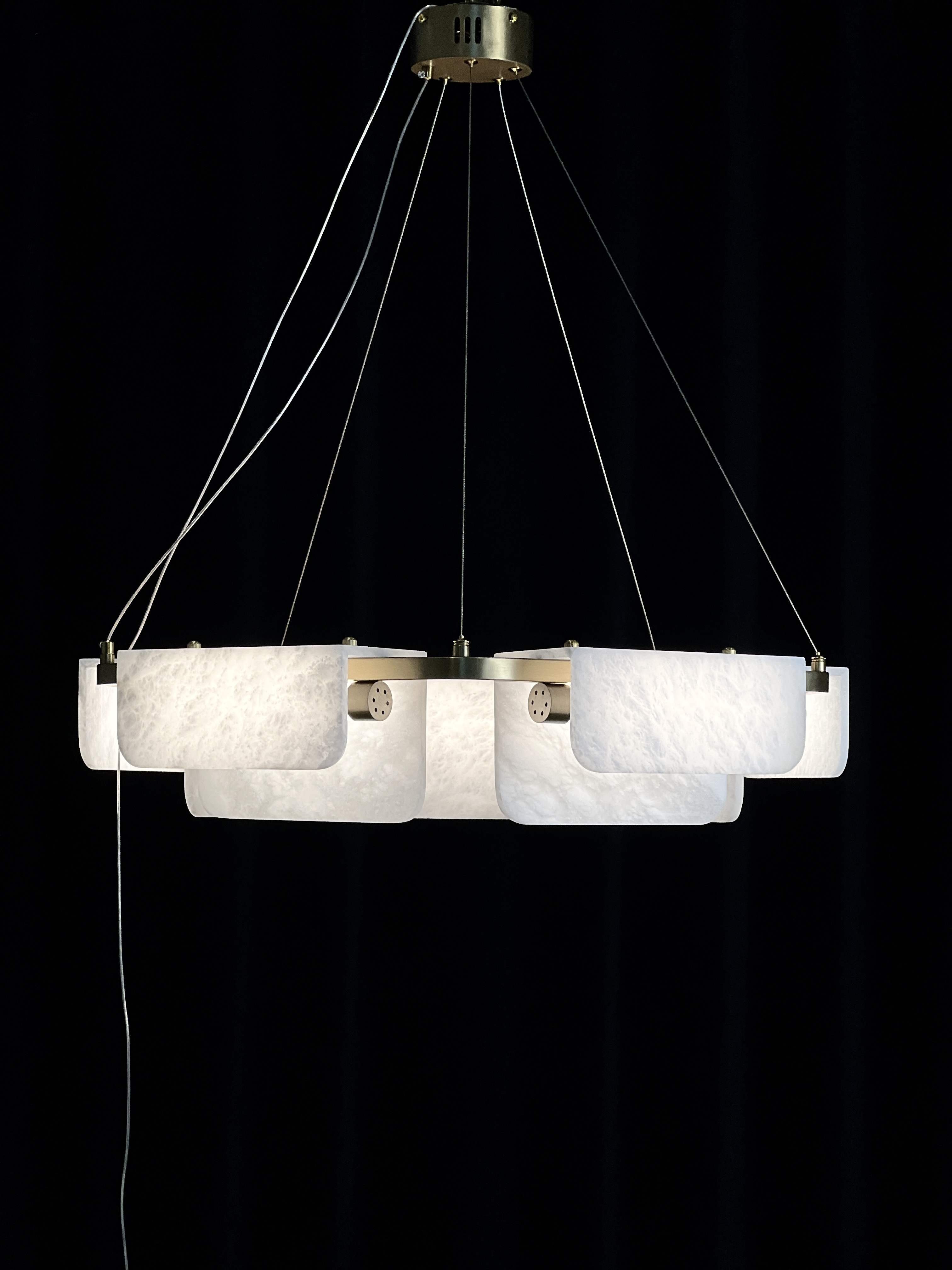 Casailighting Modern Geometric Alabaster & Brass Chandelier