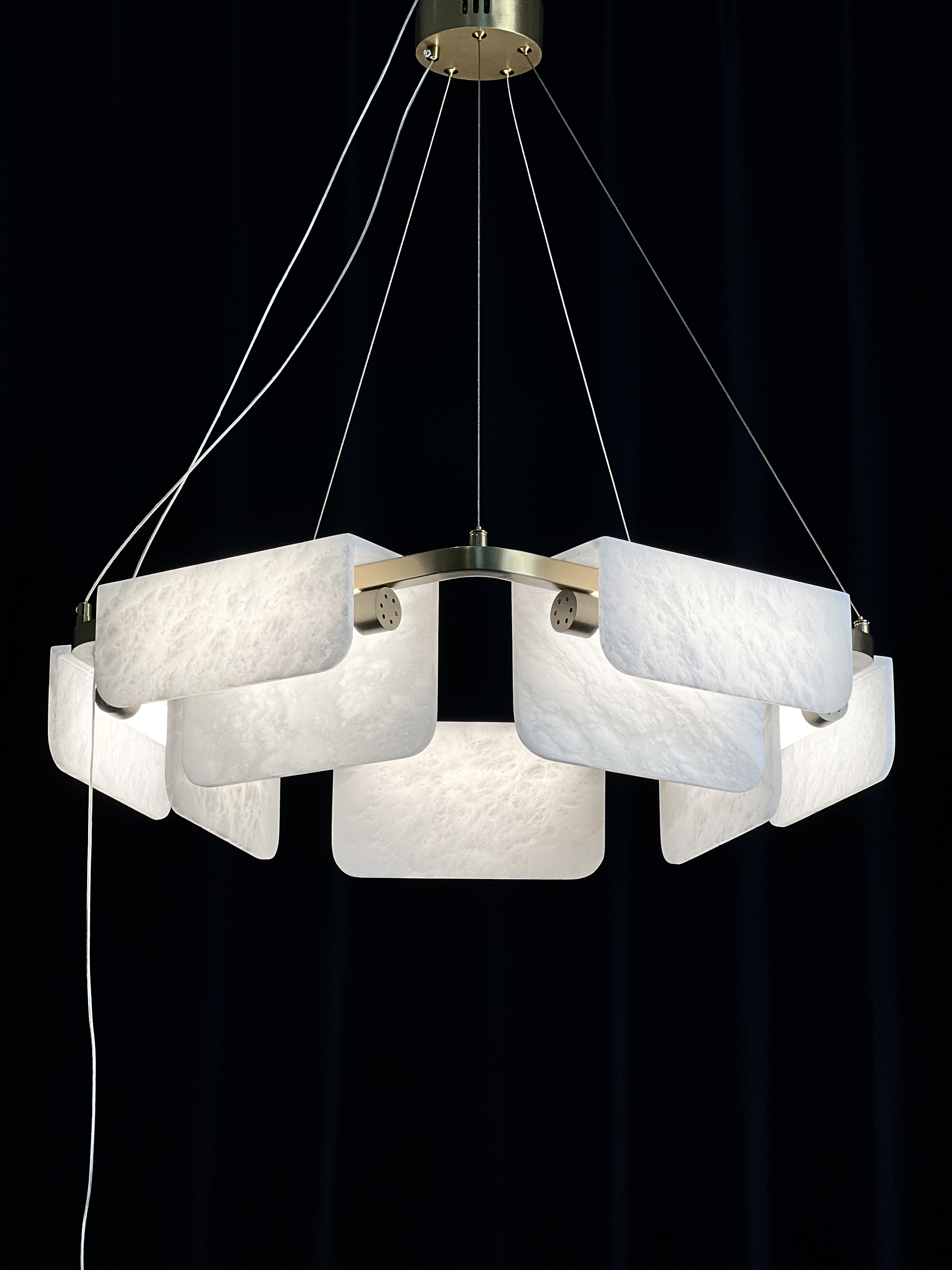 Casailighting Modern Geometric Alabaster & Brass Chandelier