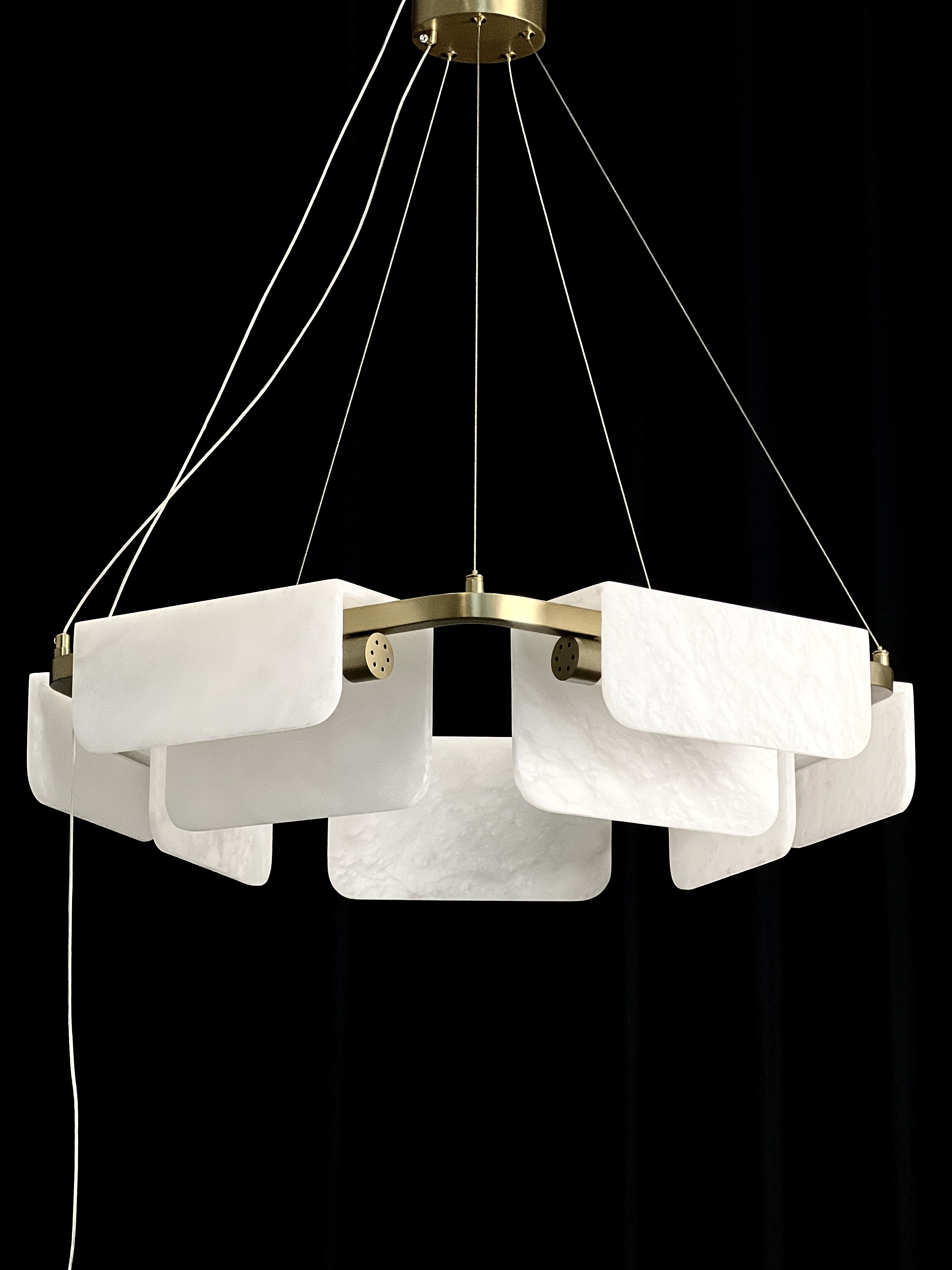 Casailighting Modern Geometric Alabaster & Brass Chandelier