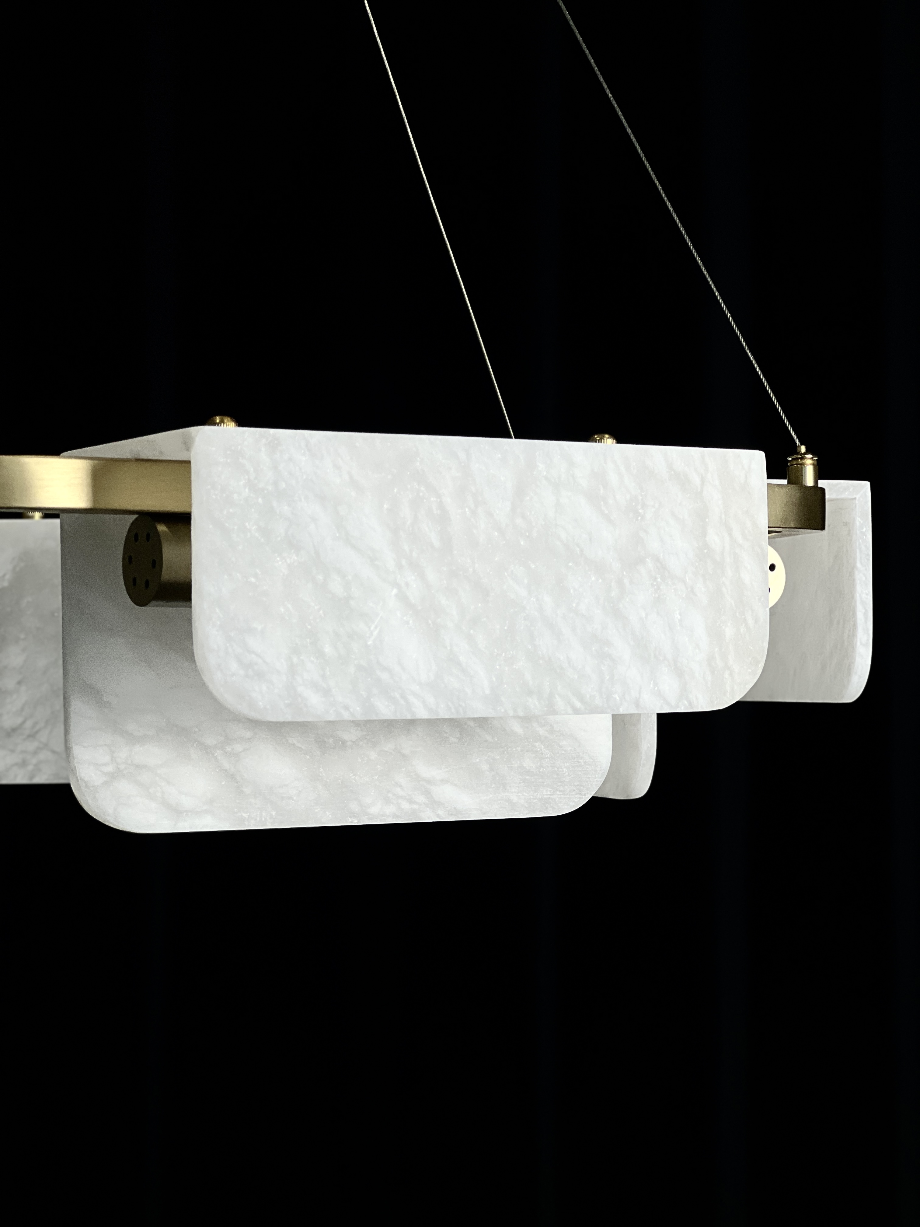 Casailighting Modern Geometric Alabaster & Brass Chandelier