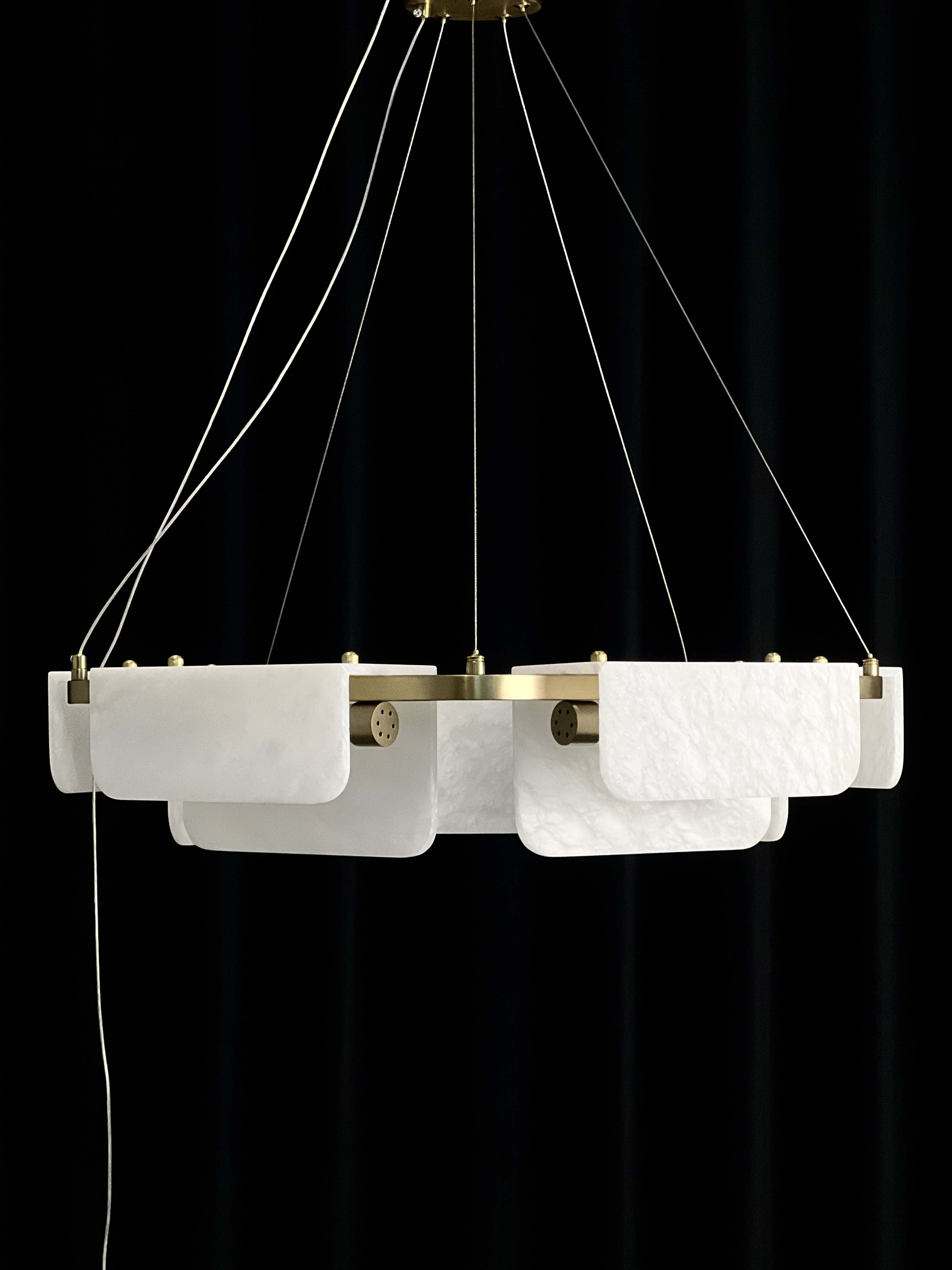 Casailighting Modern Geometric Alabaster & Brass Chandelier