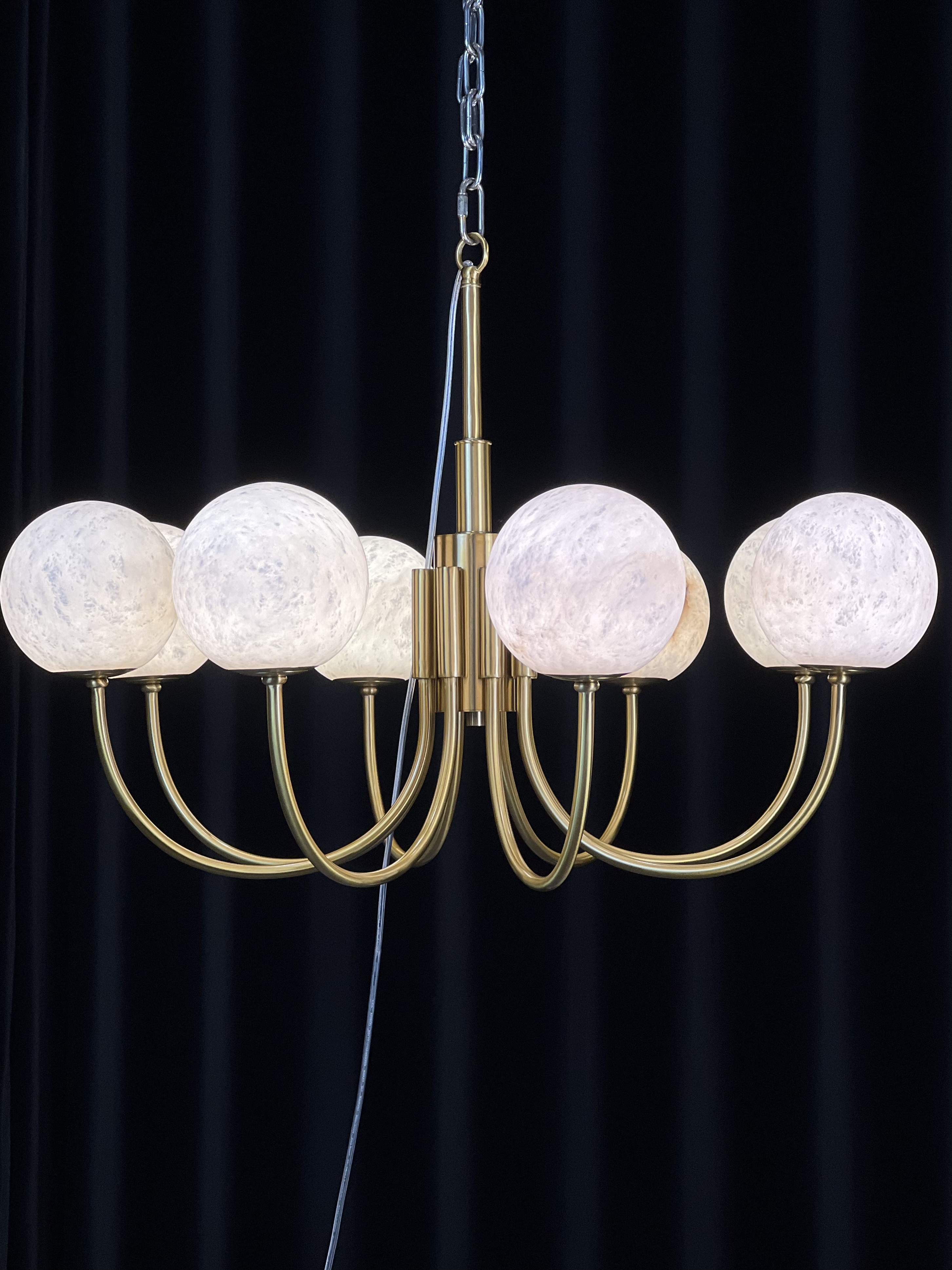 Casailighting 8-Light Alabaster Globe & Brass Chandelier