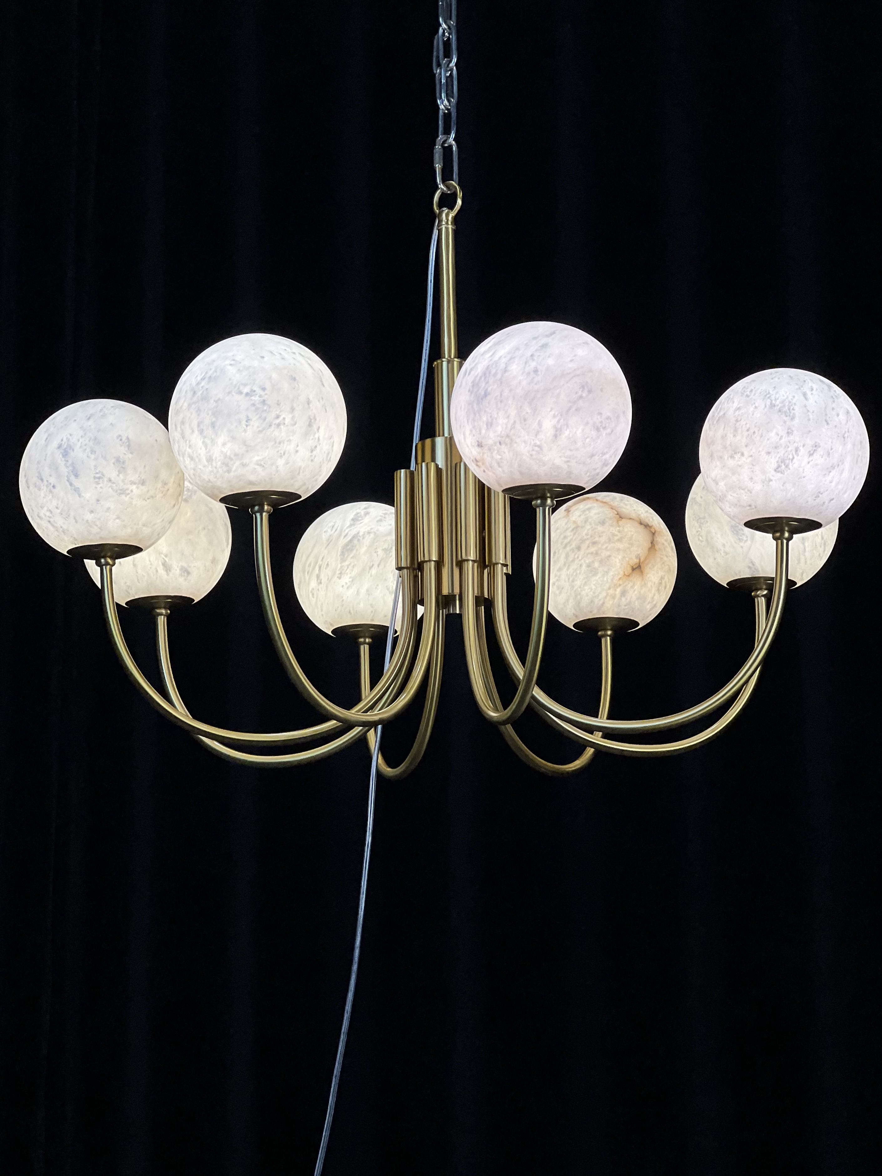 Casailighting 8-Light Alabaster Globe & Brass Chandelier