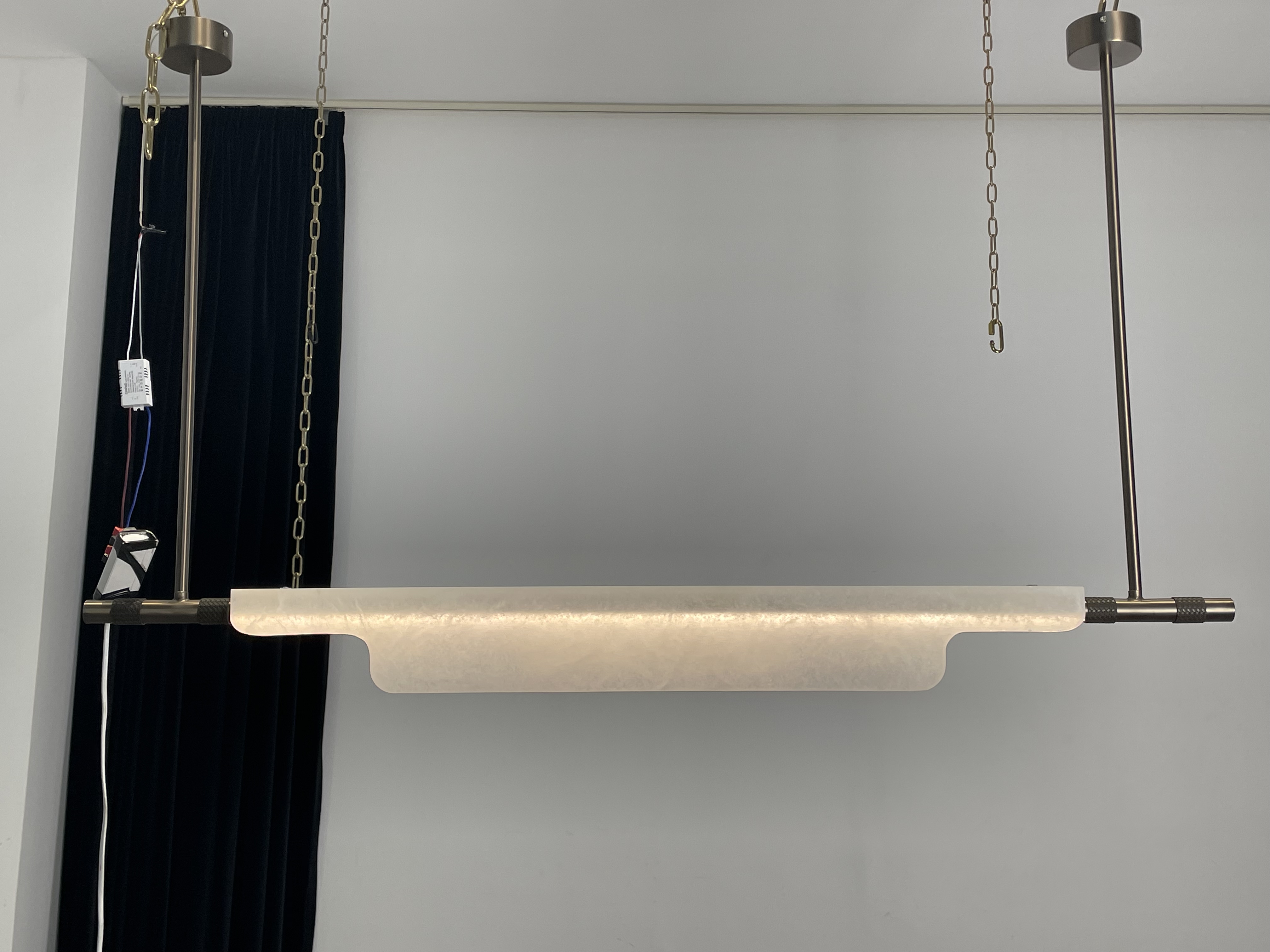 Casailighting Linear Alabaster & Brass Pendant Light