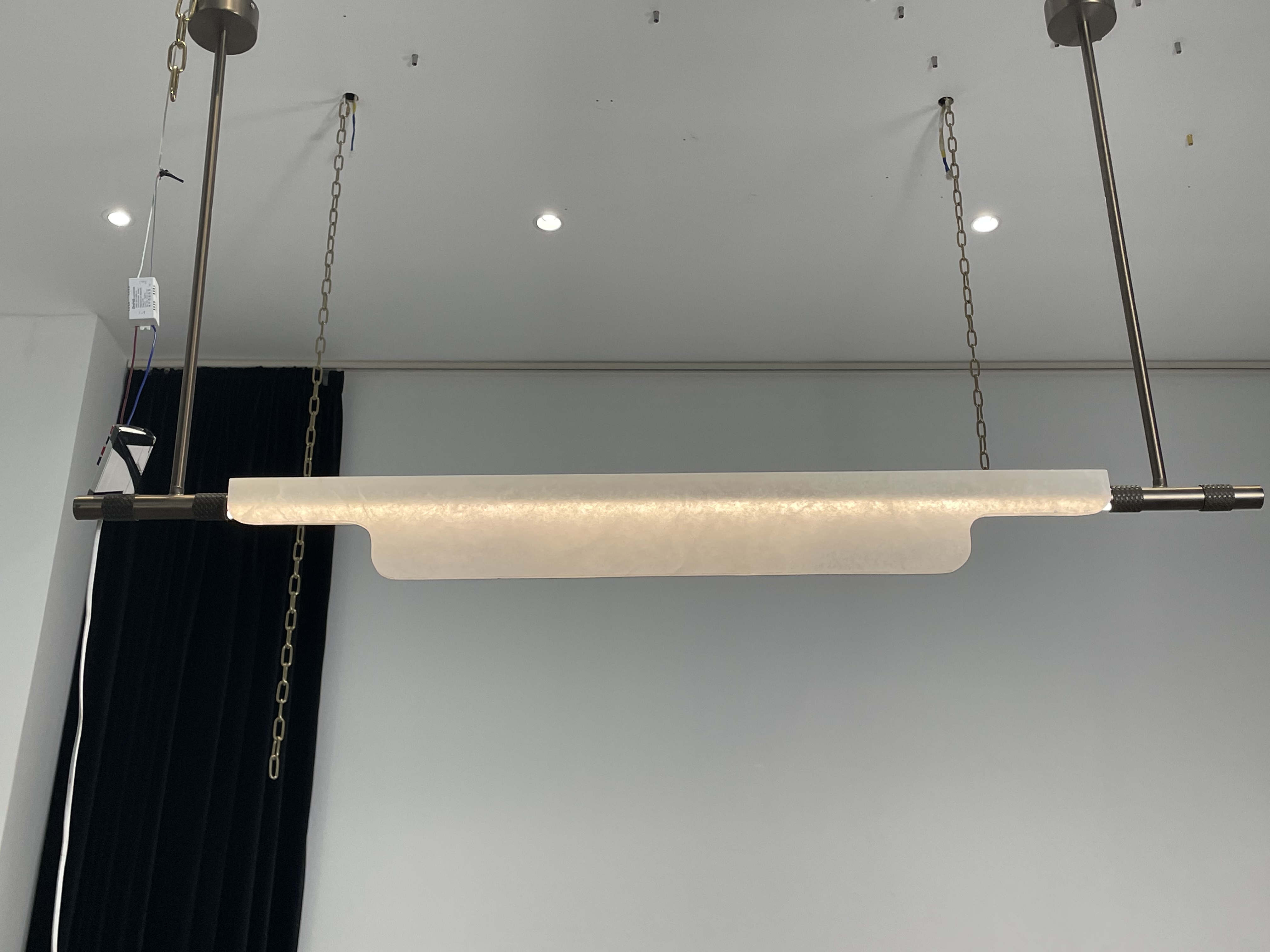 Casailighting Linear Alabaster & Brass Pendant Light