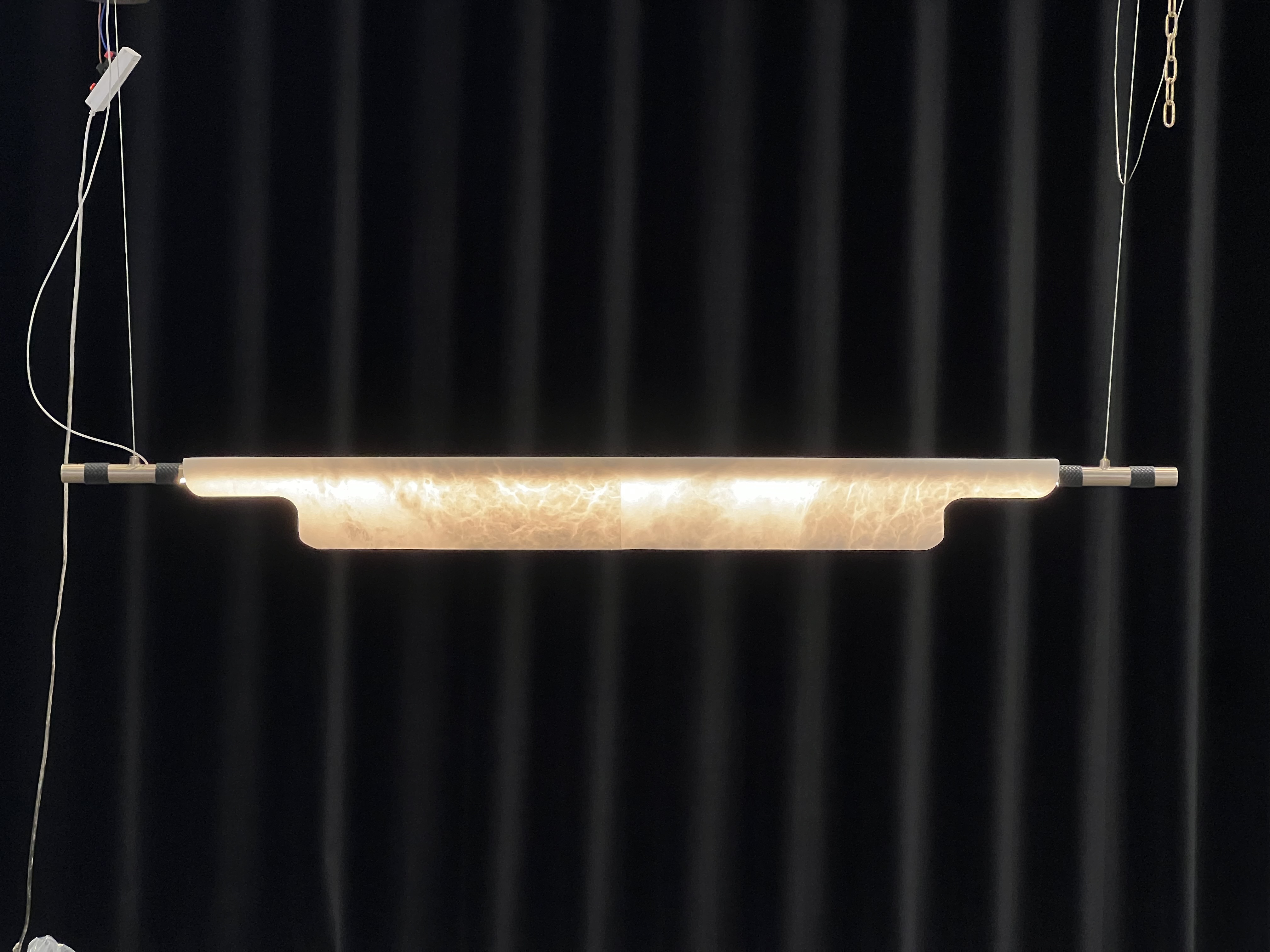 Casailighting Linear Alabaster & Brass Pendant Light