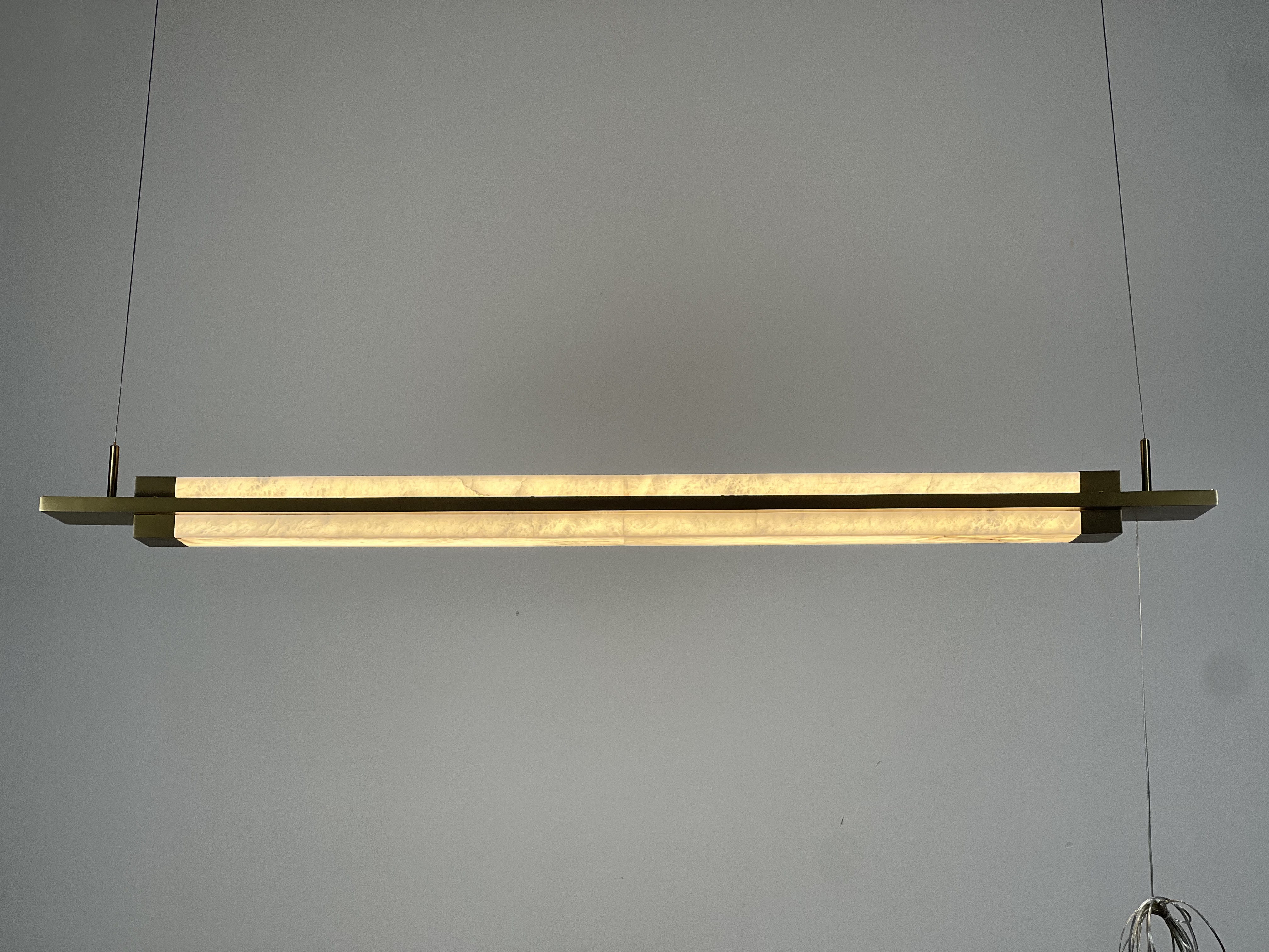 Casailighting Double-Layer Linear Alabaster & Brass Pendant Light