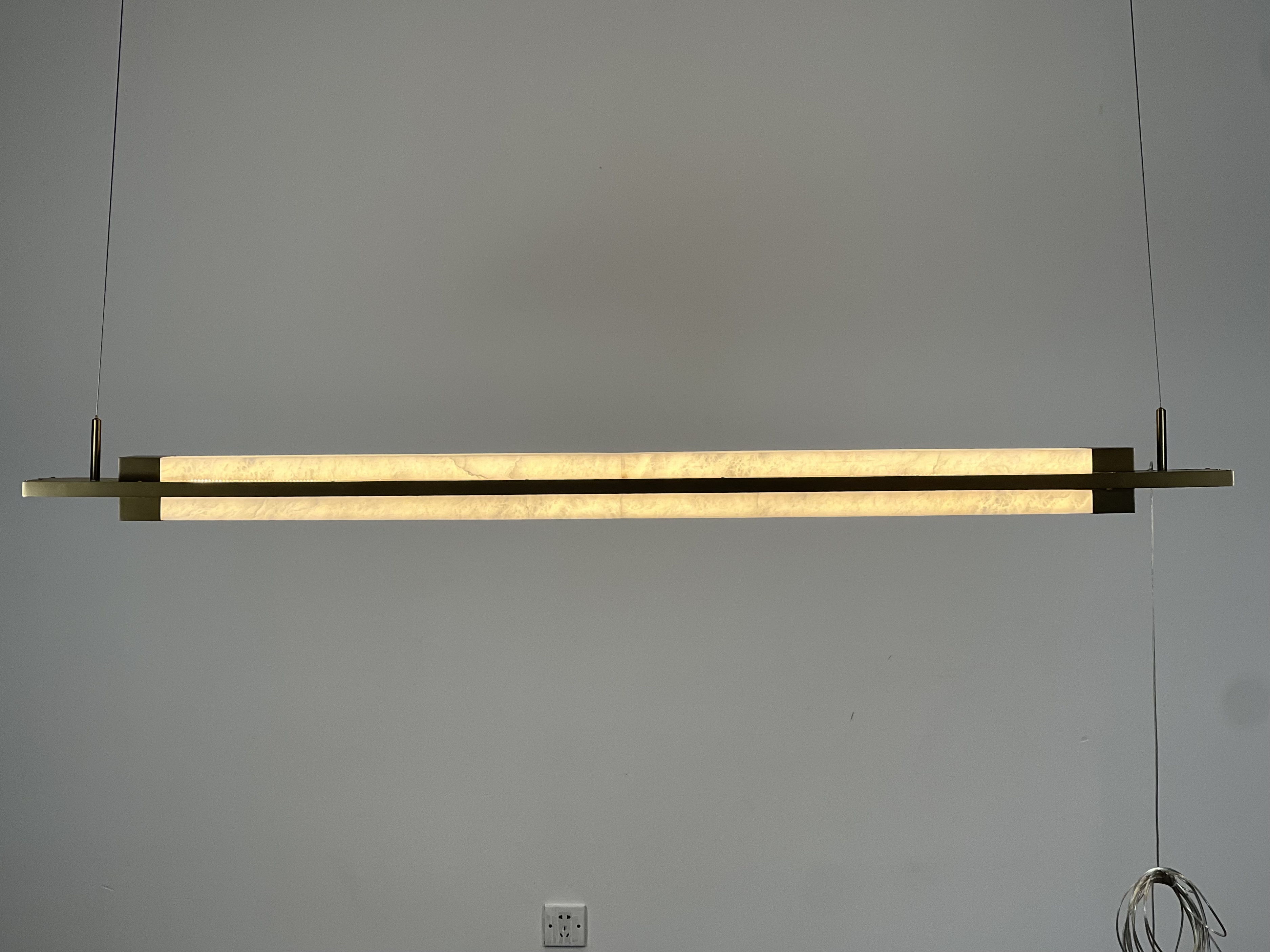Casailighting Double-Layer Linear Alabaster & Brass Pendant Light