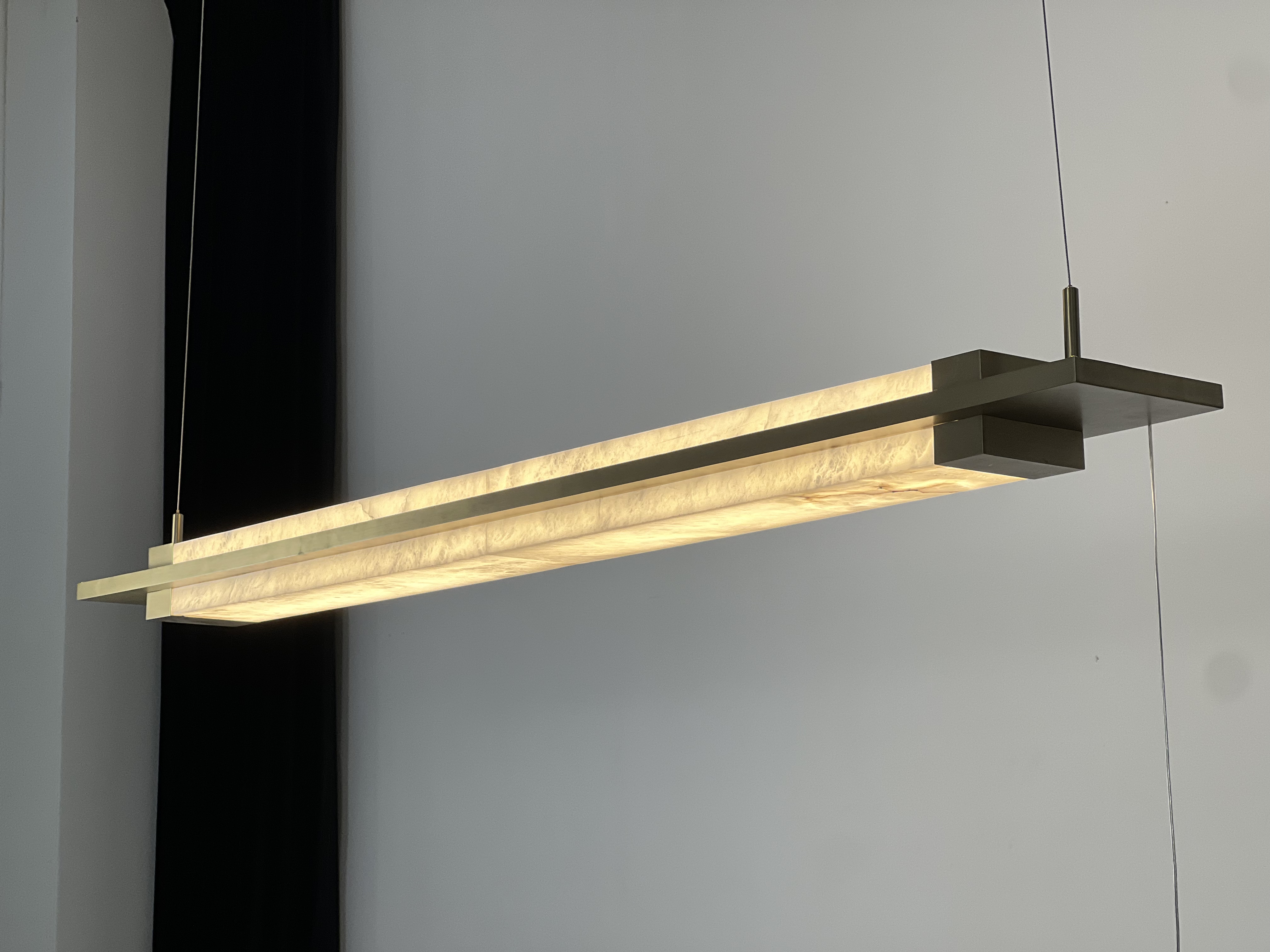 Casailighting Double-Layer Linear Alabaster & Brass Pendant Light