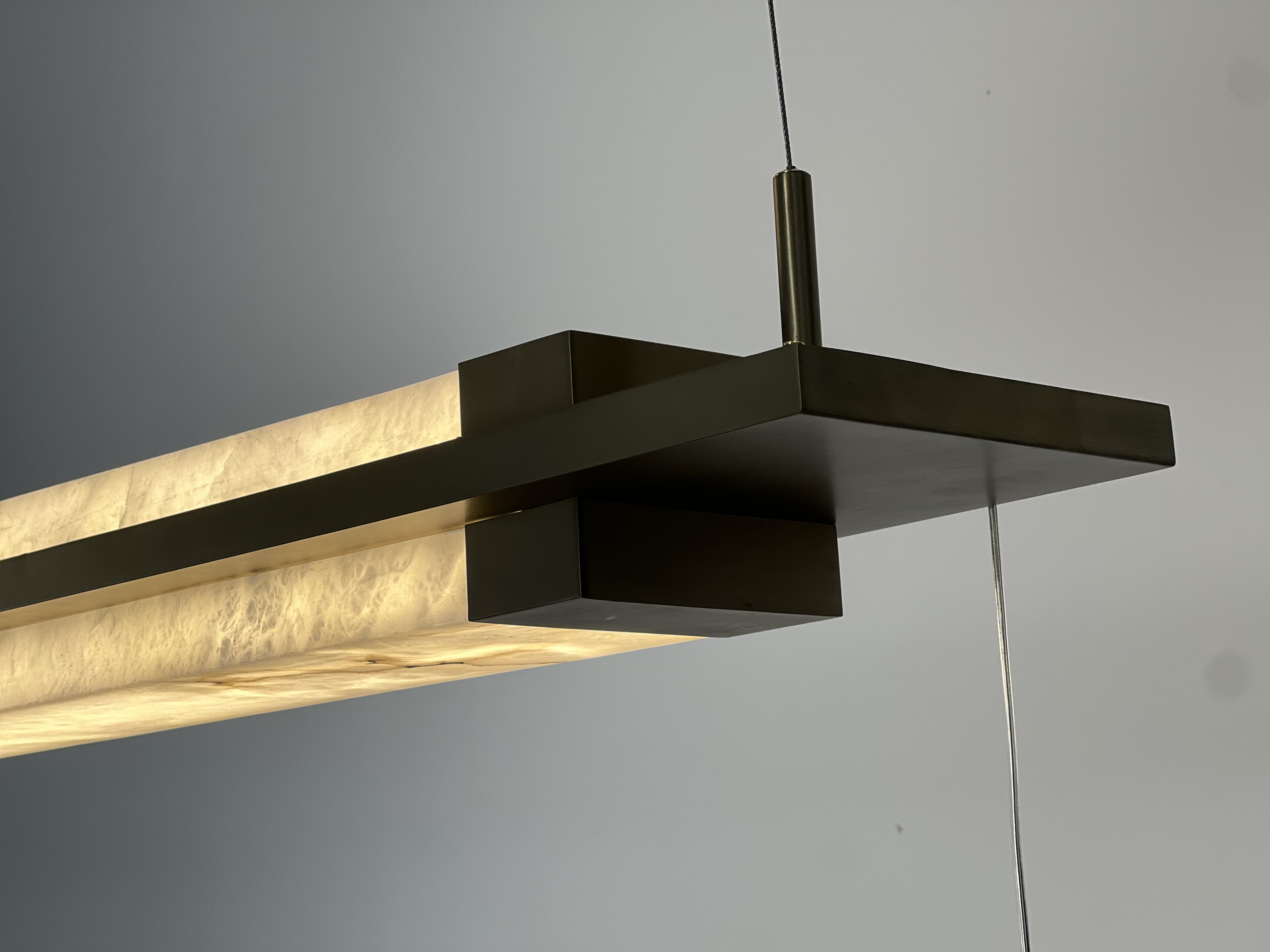 Casailighting Double-Layer Linear Alabaster & Brass Pendant Light