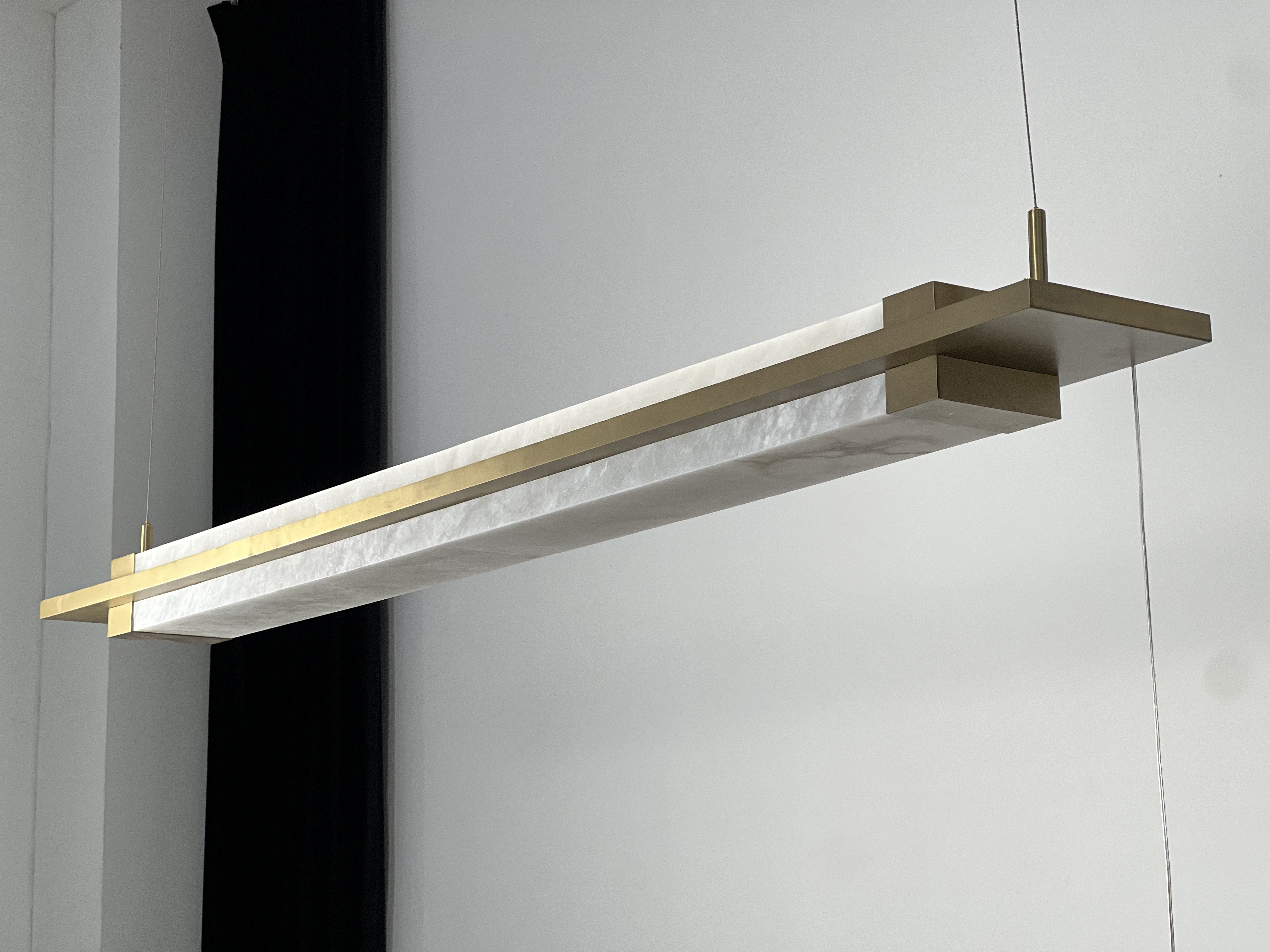 Casailighting Double-Layer Linear Alabaster & Brass Pendant Light