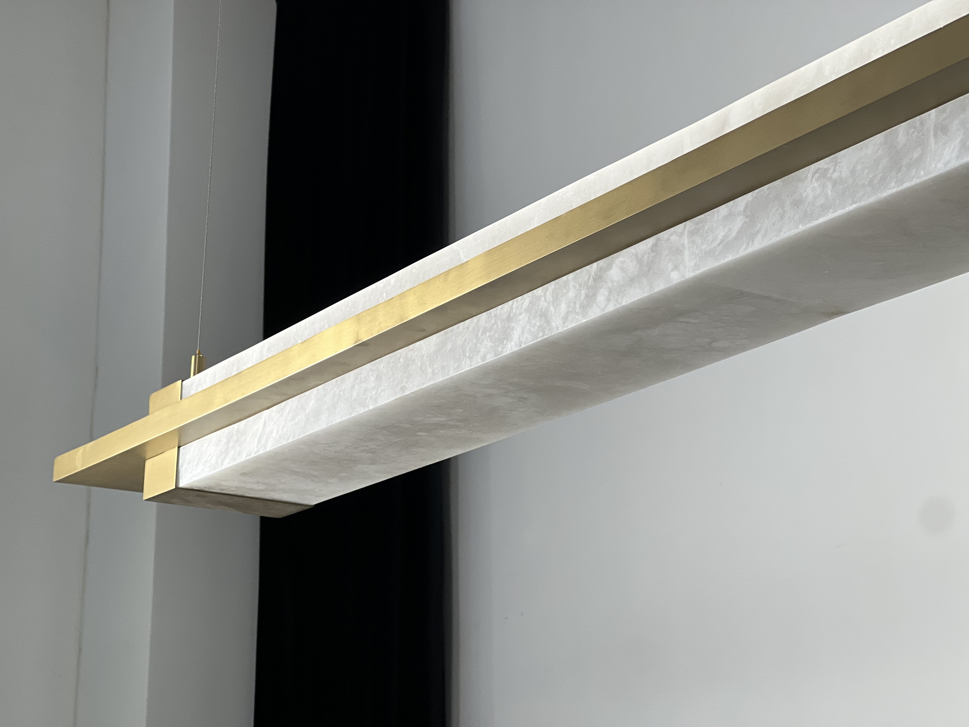 Casailighting Double-Layer Linear Alabaster & Brass Pendant Light