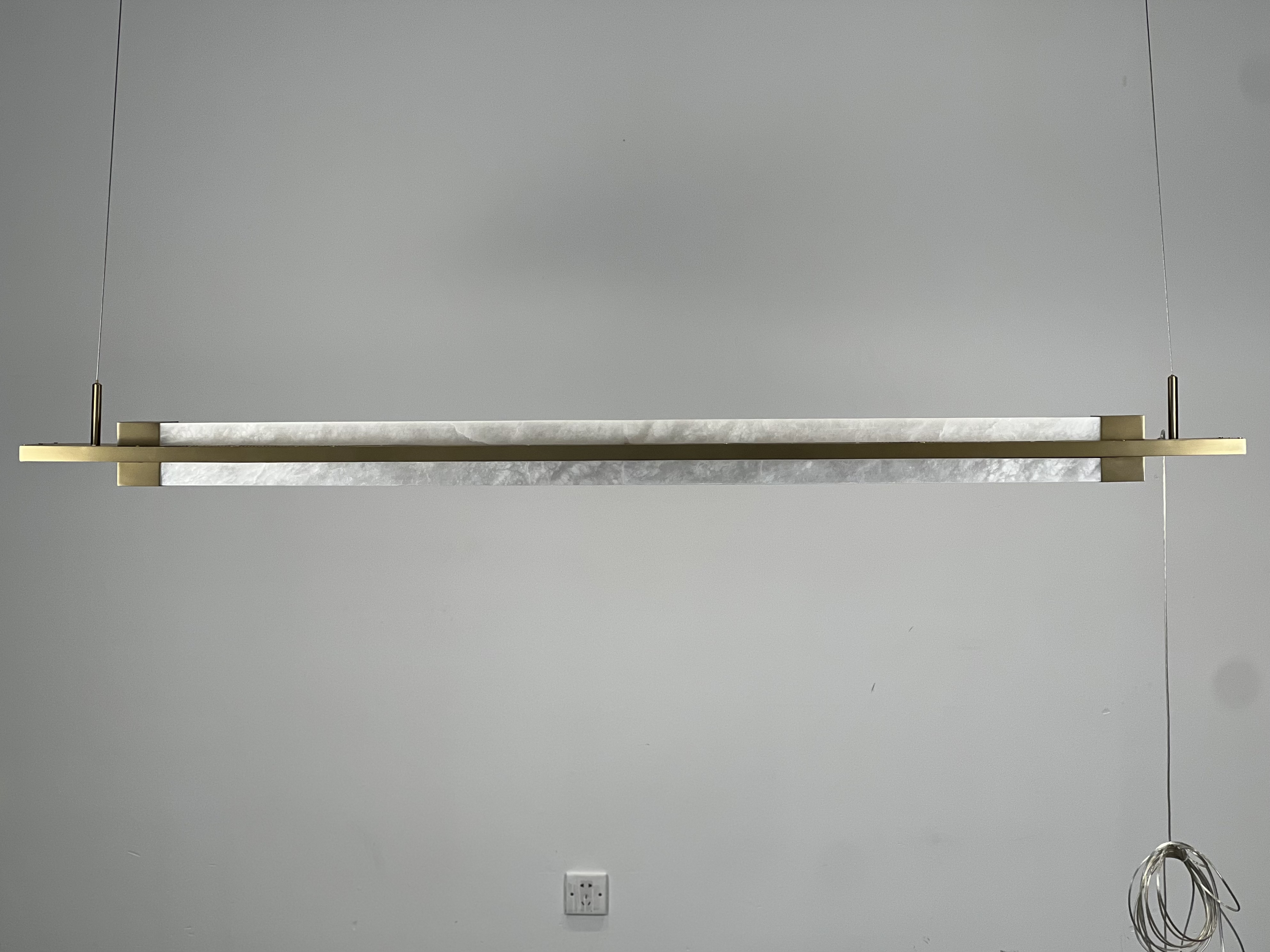 Casailighting Double-Layer Linear Alabaster & Brass Pendant Light