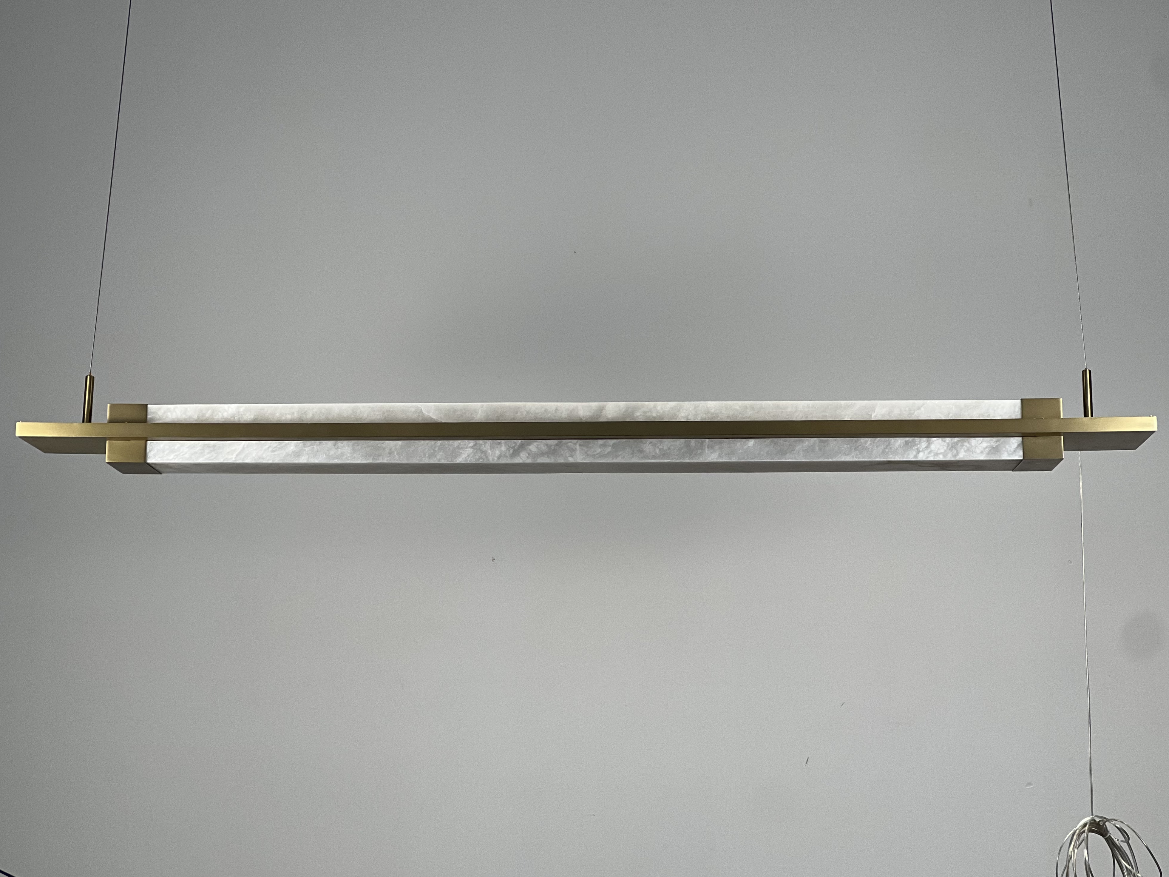 Casailighting Double-Layer Linear Alabaster & Brass Pendant Light