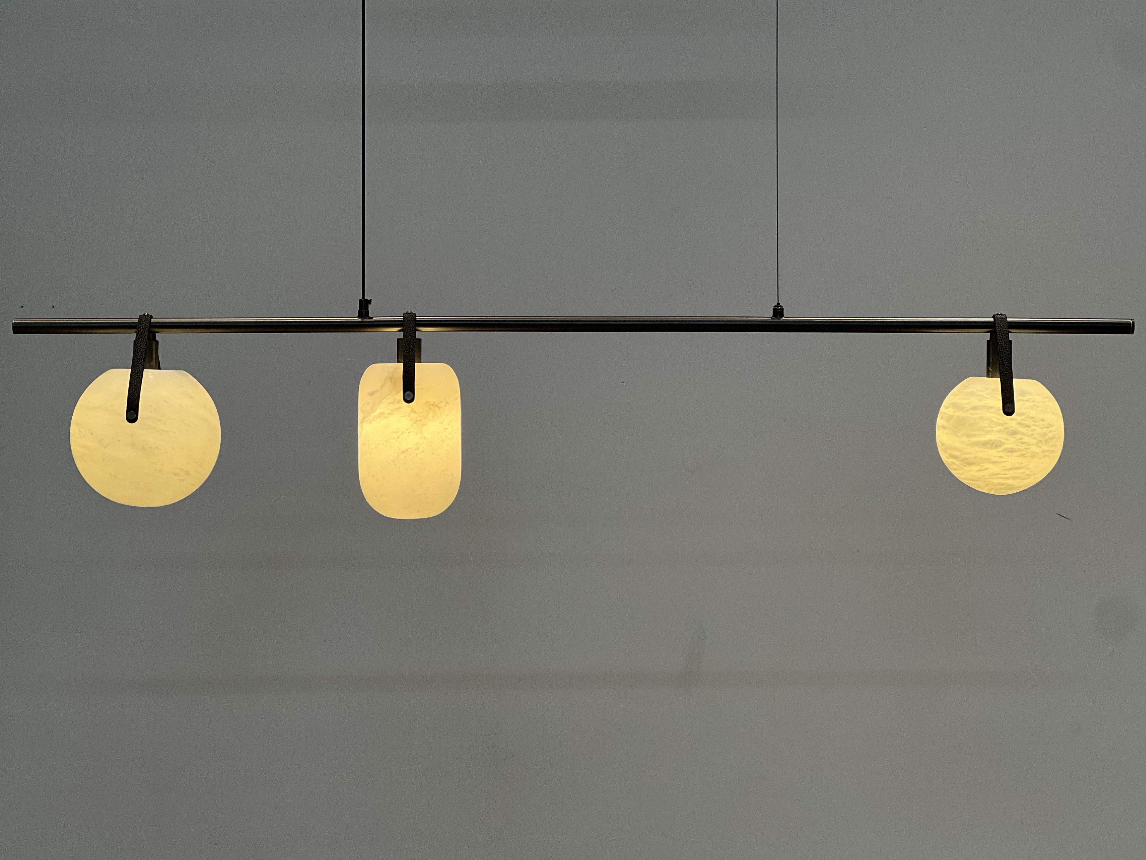 Casailighting 3-Light Mixed Shape Alabaster & Brass Linear Pendant