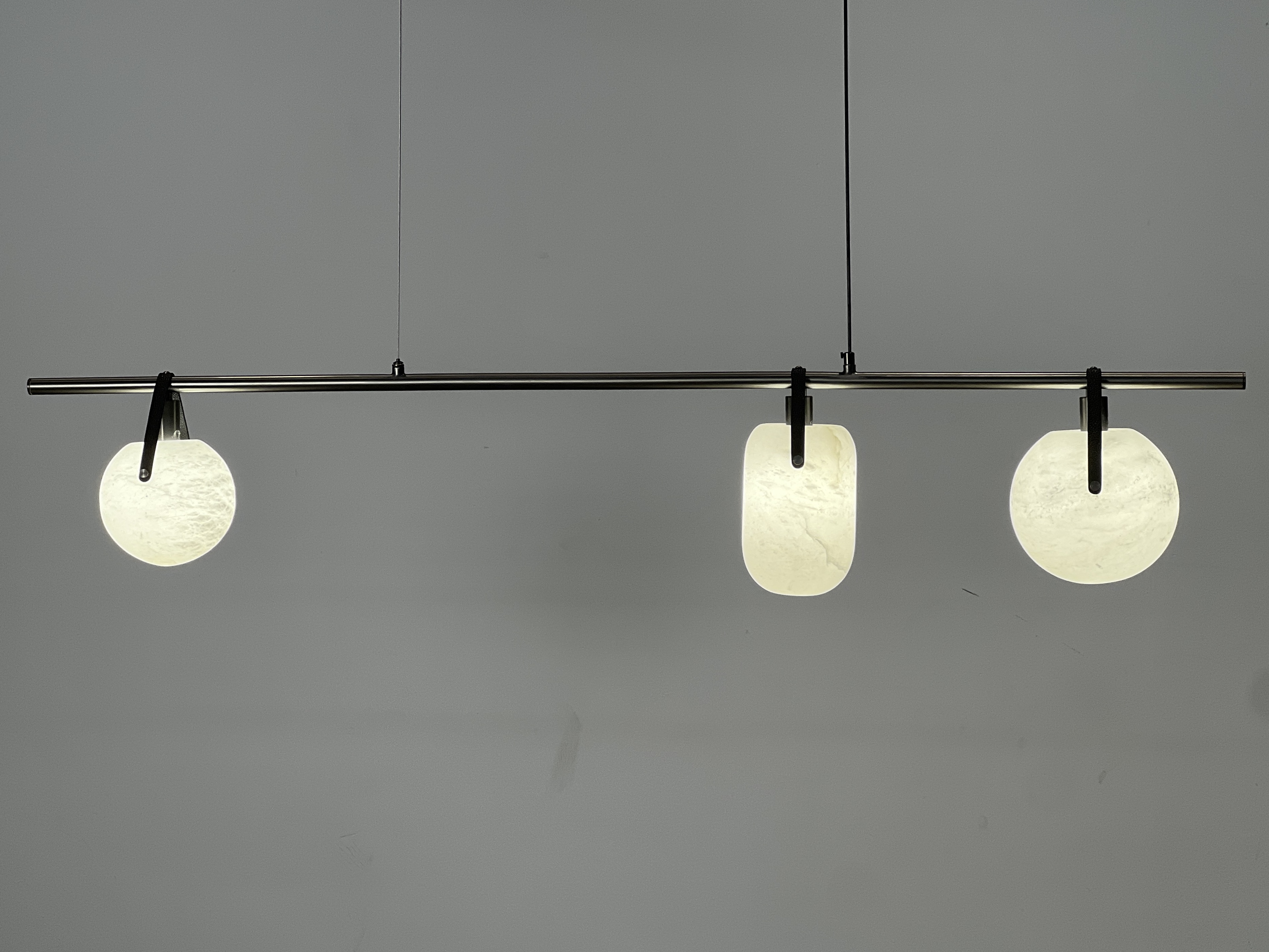 Casailighting 3-Light Mixed Shape Alabaster & Brass Linear Pendant