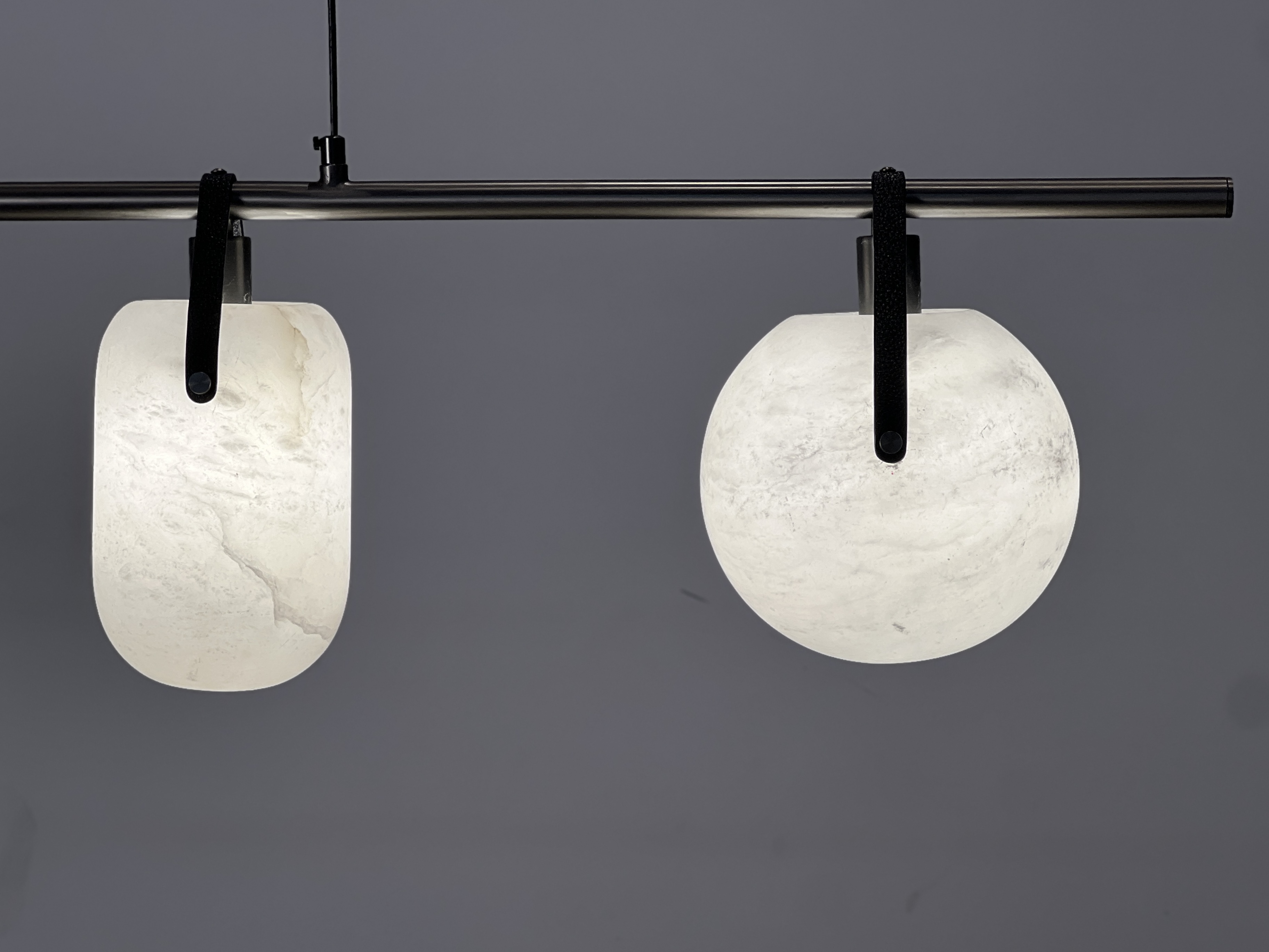Casailighting 3-Light Mixed Shape Alabaster & Brass Linear Pendant