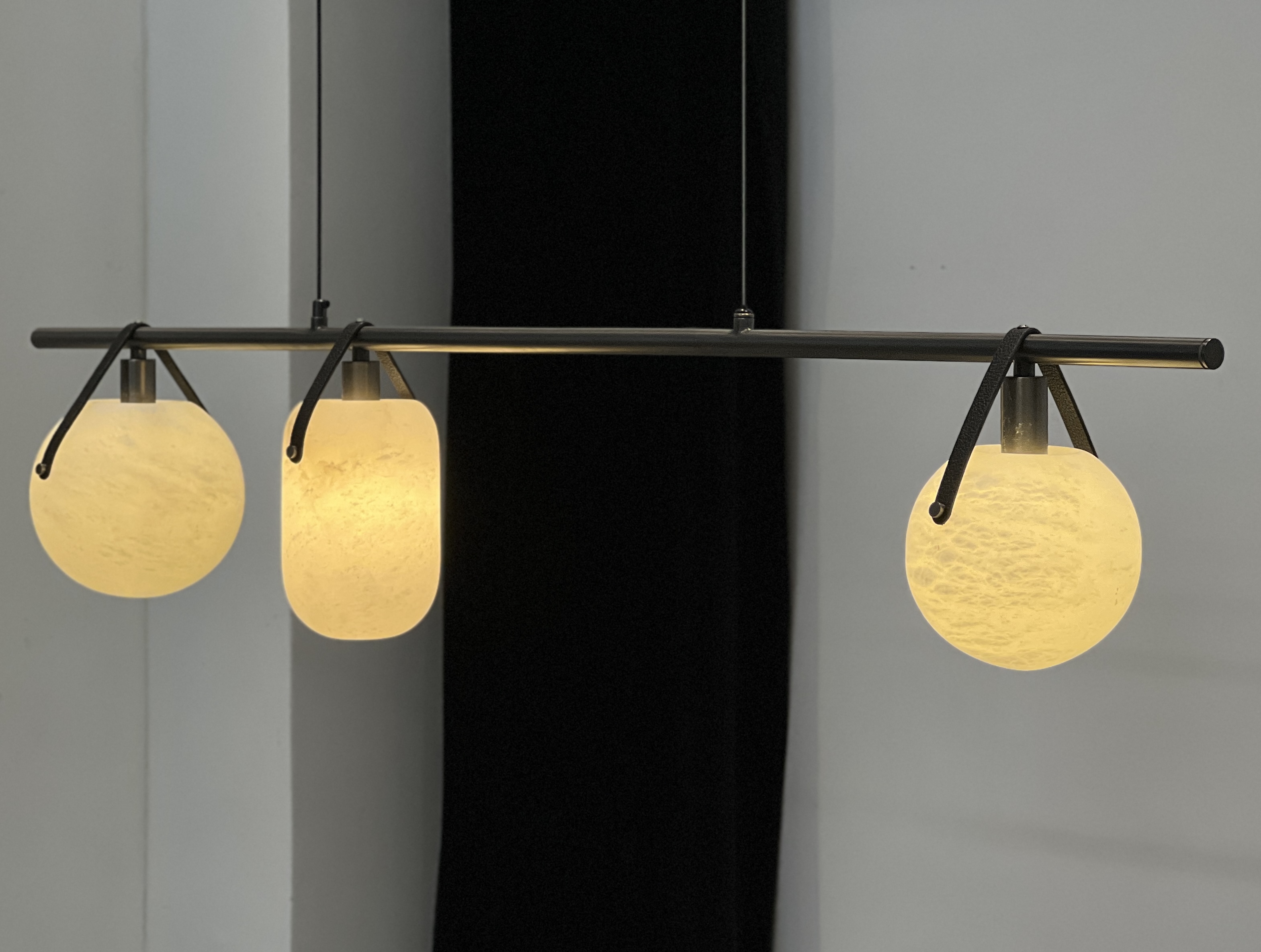 Casailighting 3-Light Mixed Shape Alabaster & Brass Linear Pendant