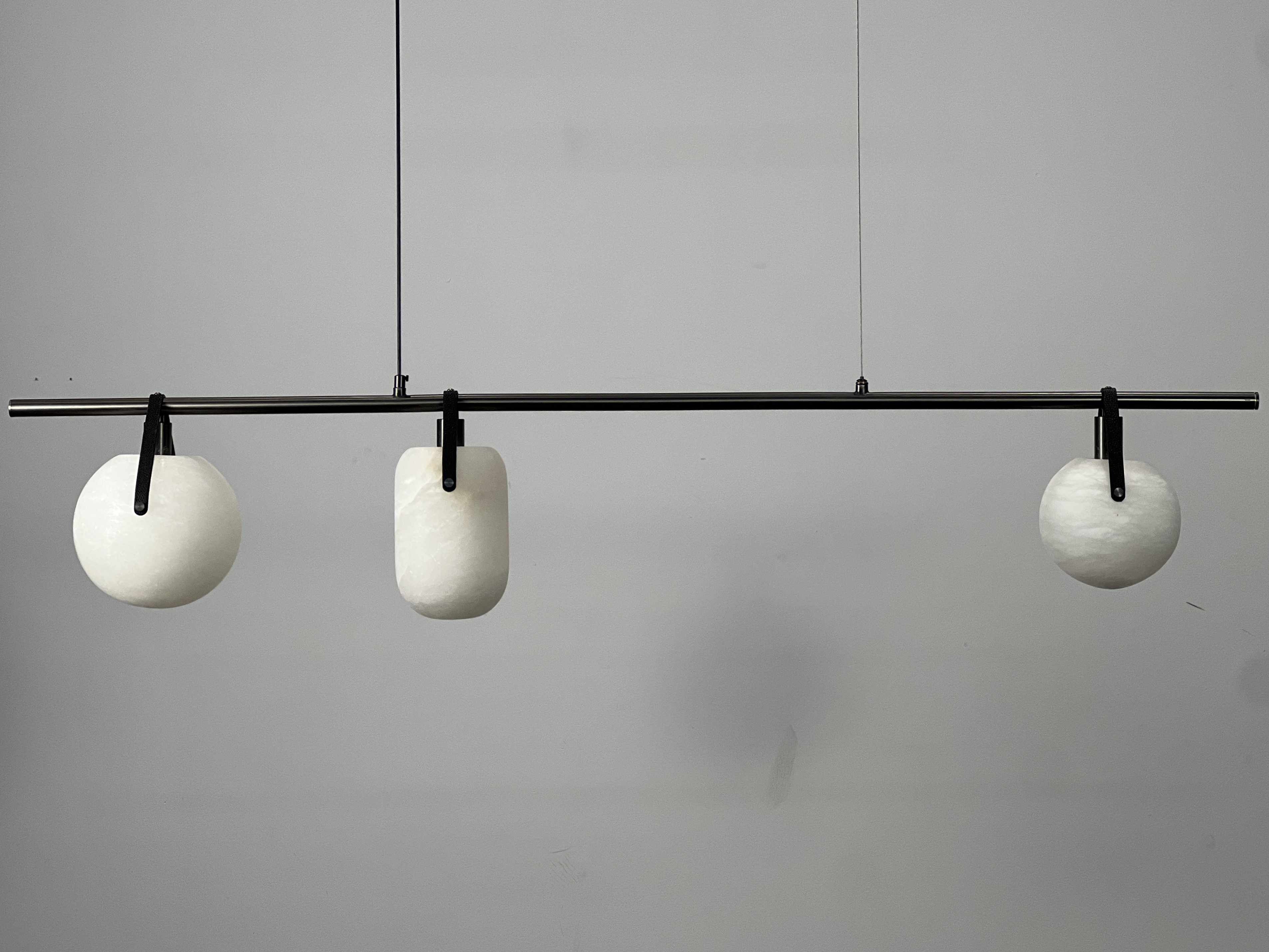 Casailighting 3-Light Mixed Shape Alabaster & Brass Linear Pendant