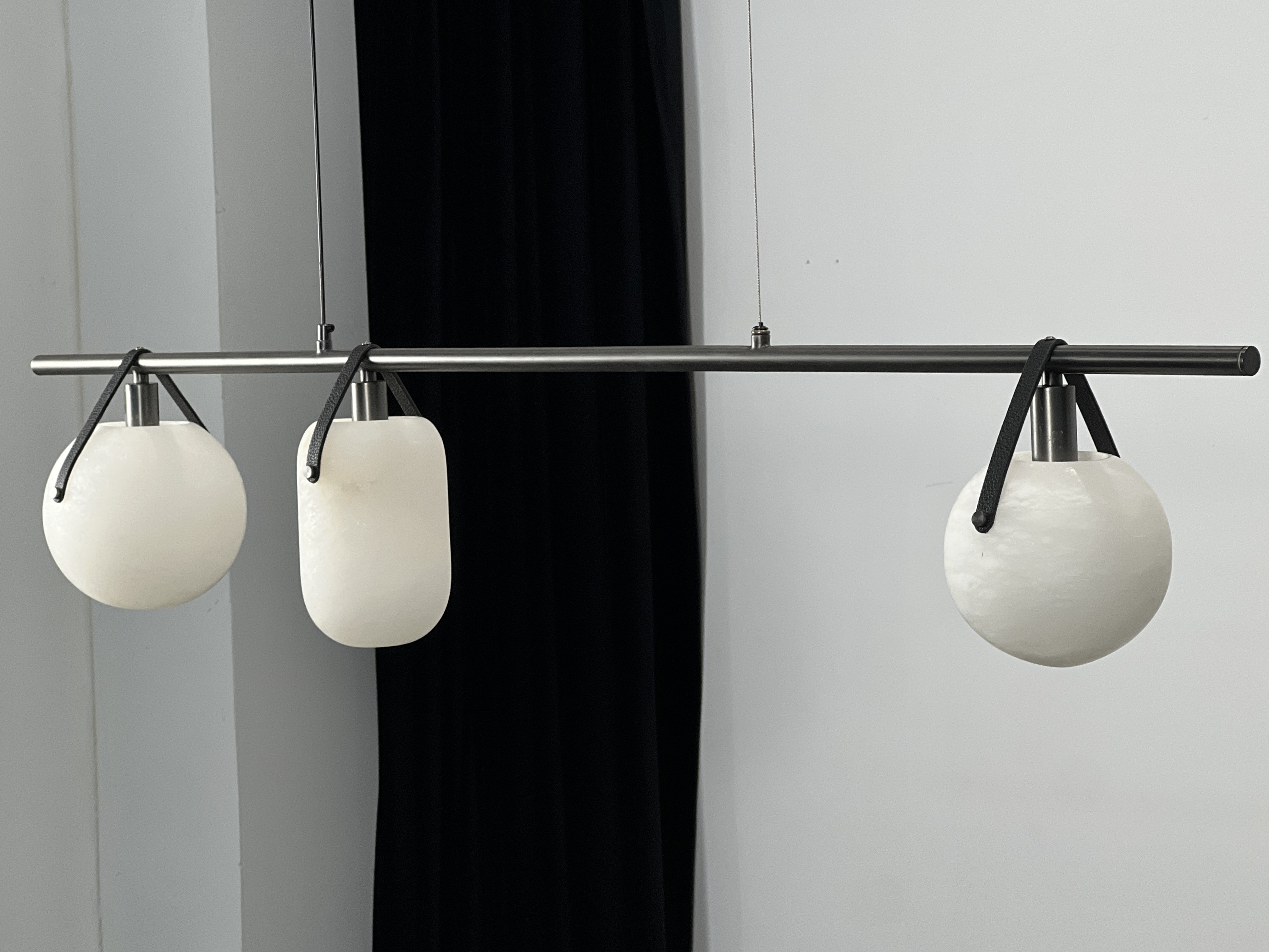 Casailighting 3-Light Mixed Shape Alabaster & Brass Linear Pendant