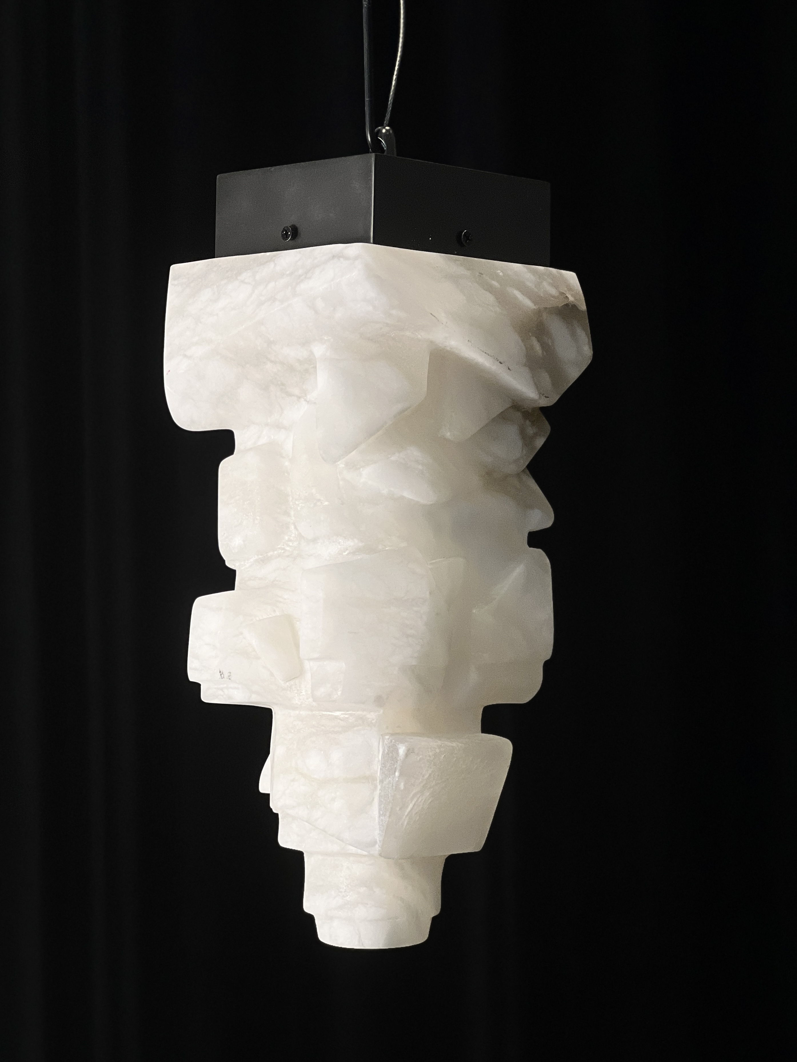 Casailighting Abstract Sculptural Alabaster & Brass Pendant Light