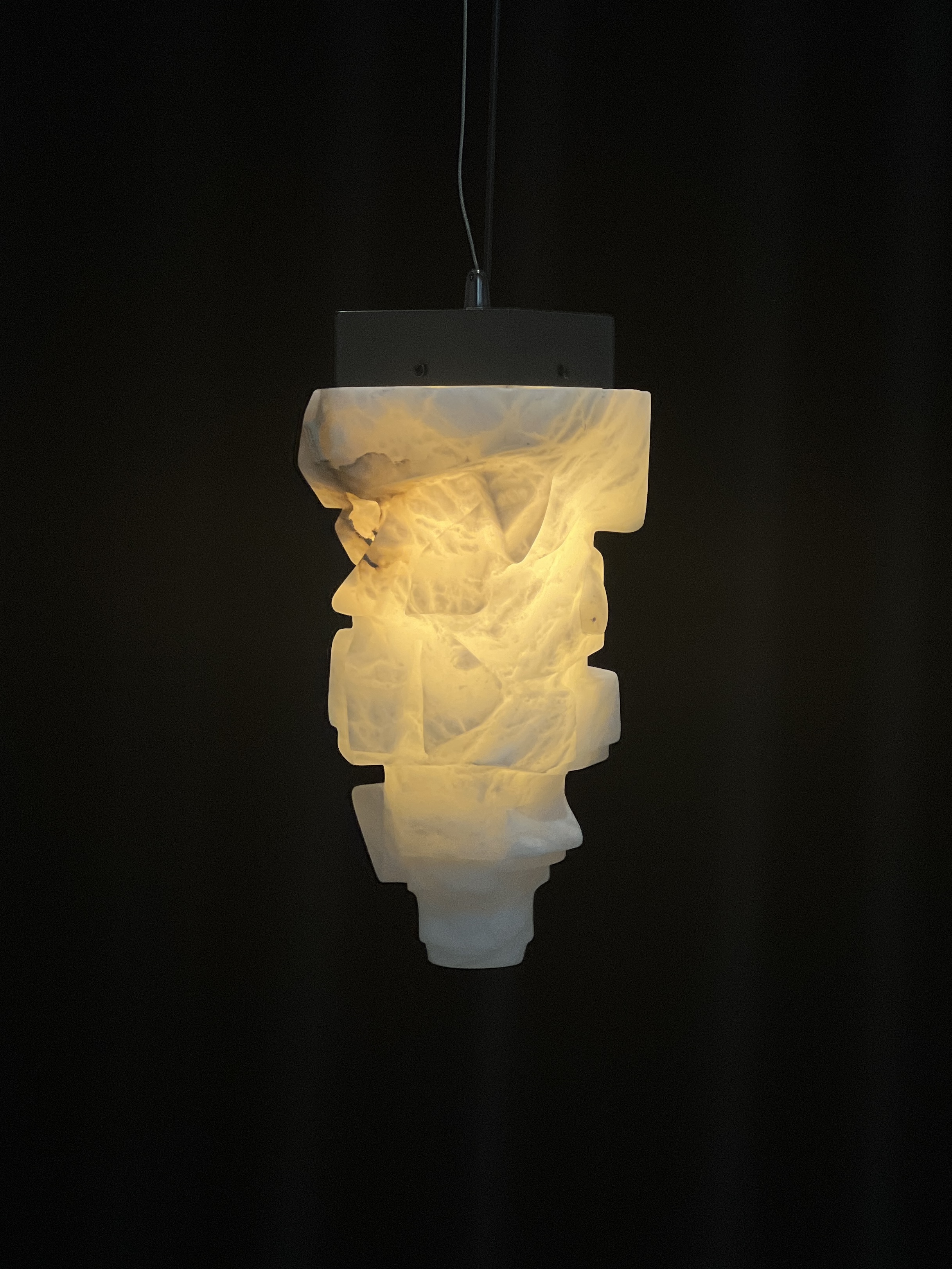 Casailighting Abstract Sculptural Alabaster & Brass Pendant Light