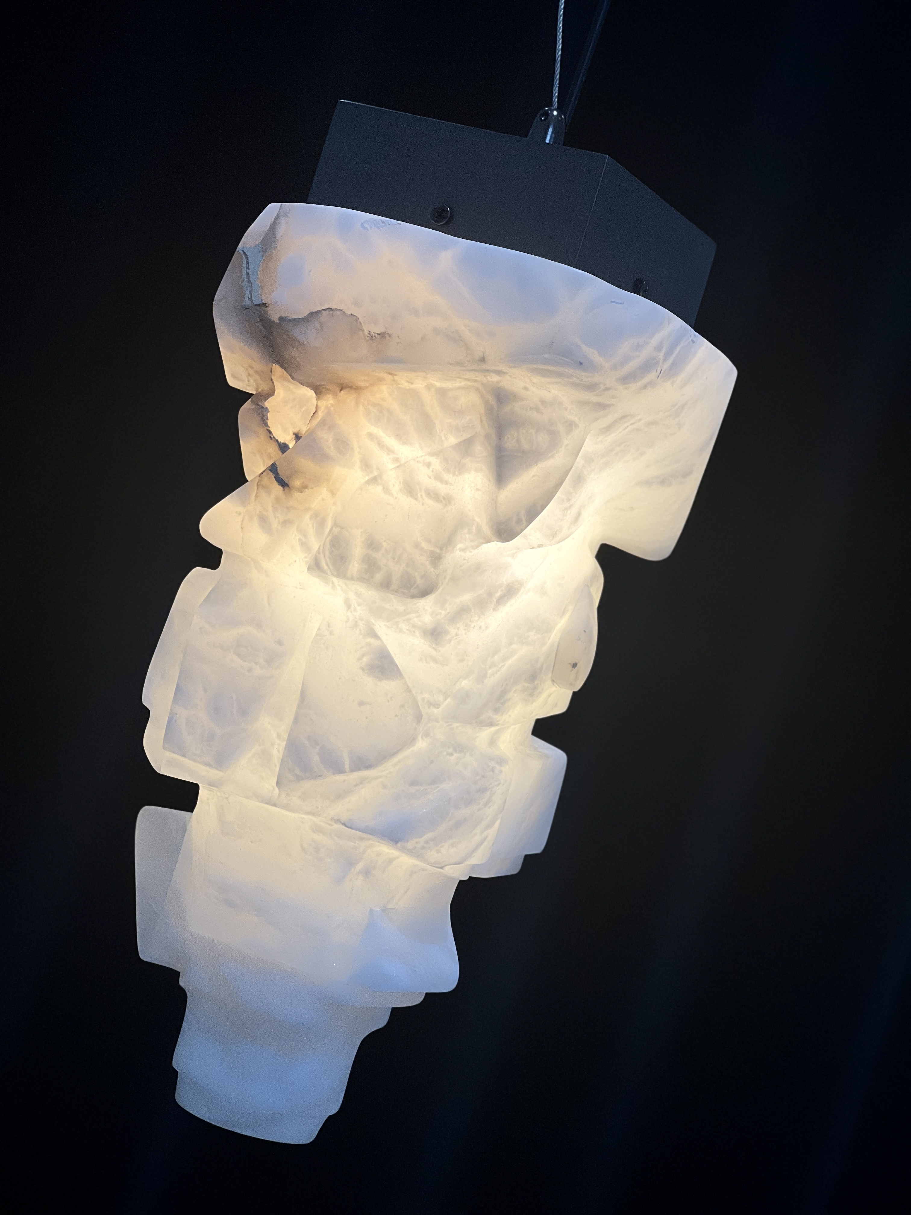 Casailighting Abstract Sculptural Alabaster & Brass Pendant Light