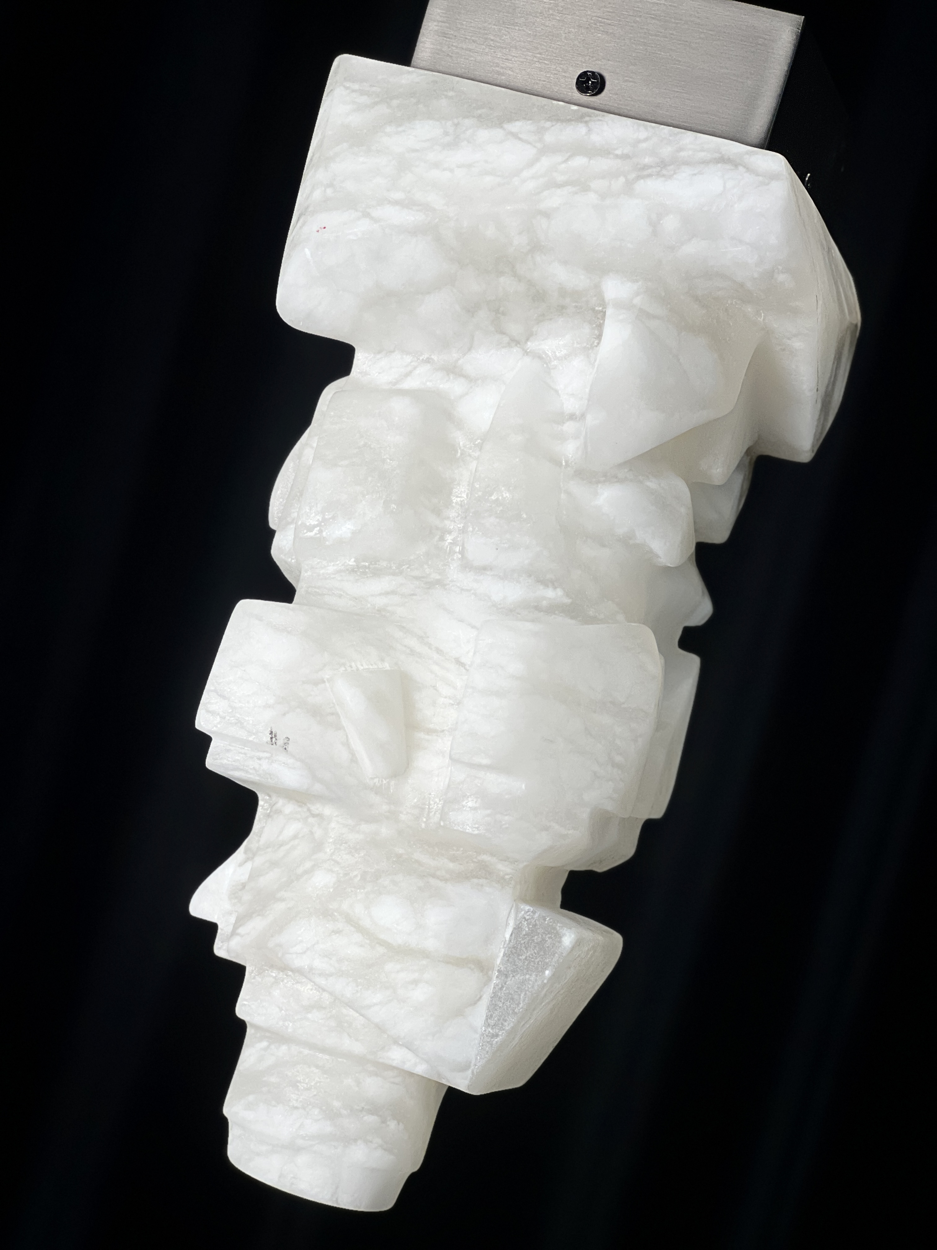 Casailighting Abstract Sculptural Alabaster & Brass Pendant Light
