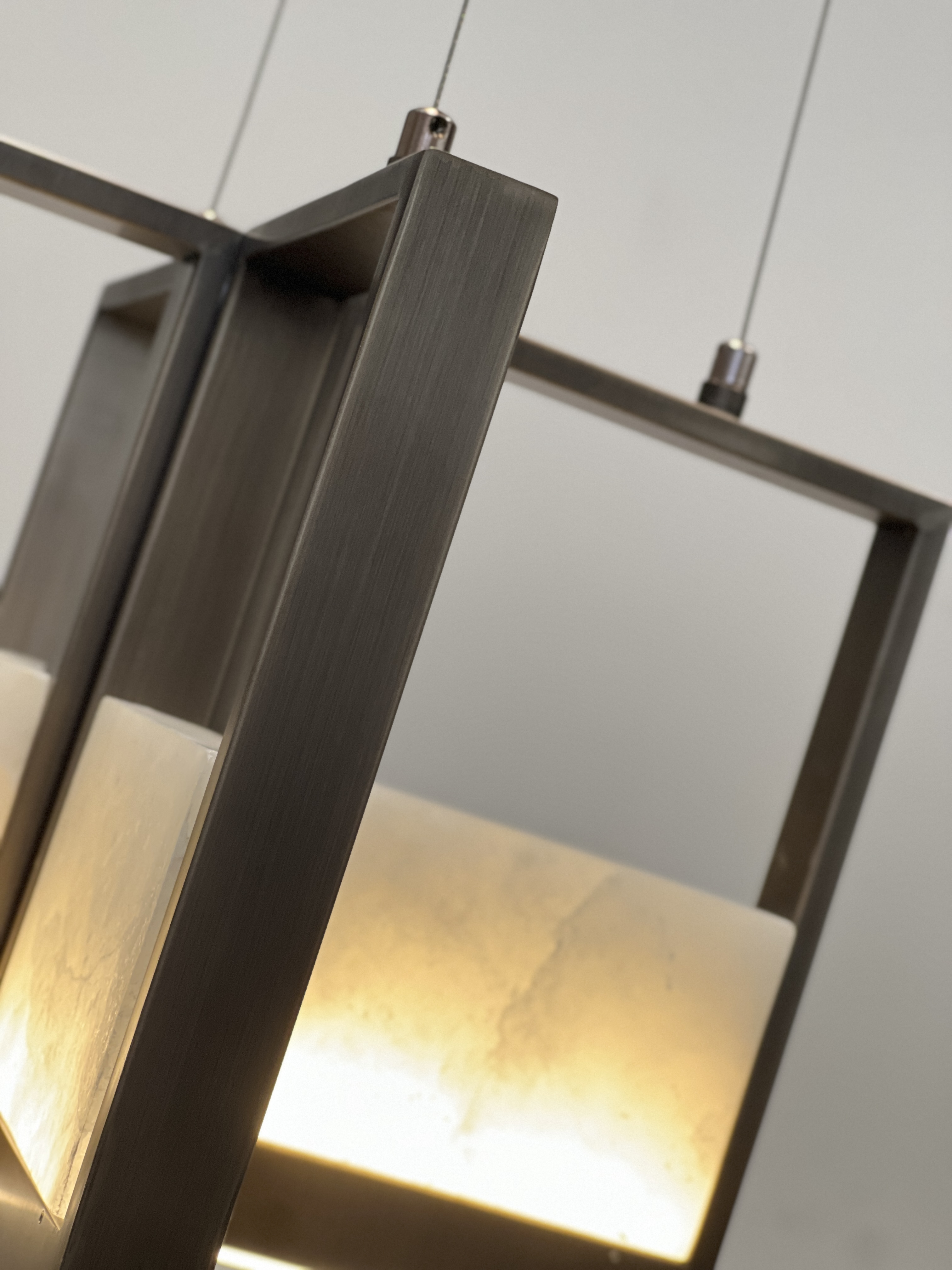 Casailighting  Dual Cube Alabaster & Brass Chandelier
