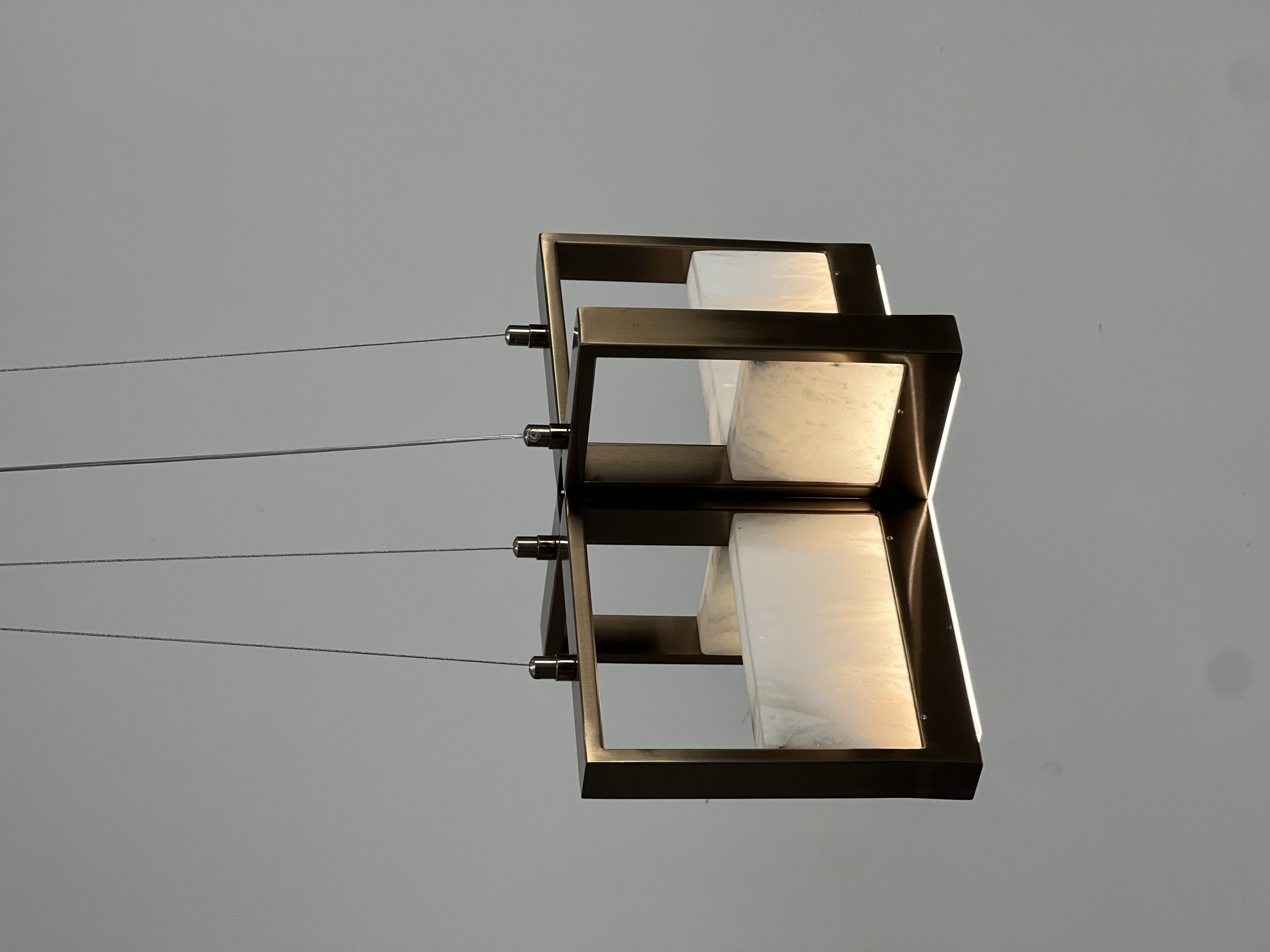 Casailighting  Dual Cube Alabaster & Brass Chandelier