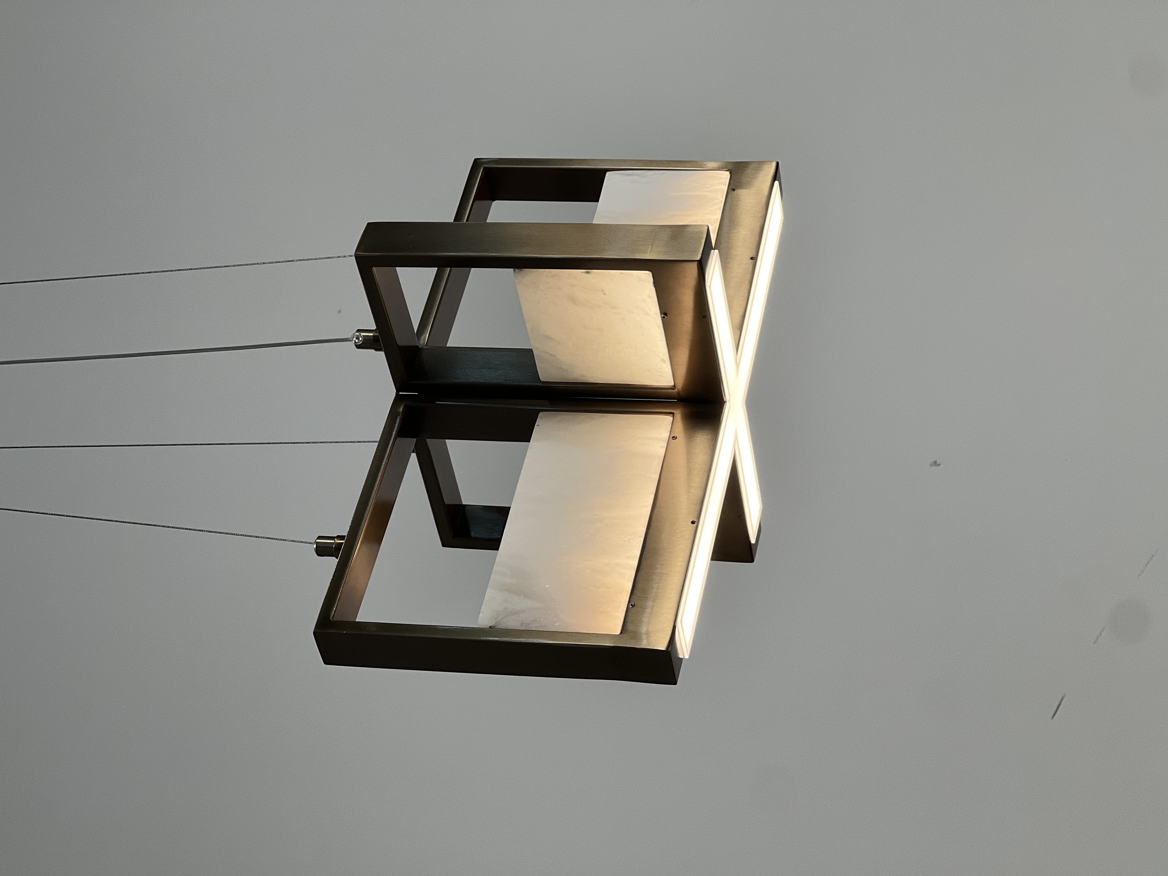 Casailighting  Dual Cube Alabaster & Brass Chandelier