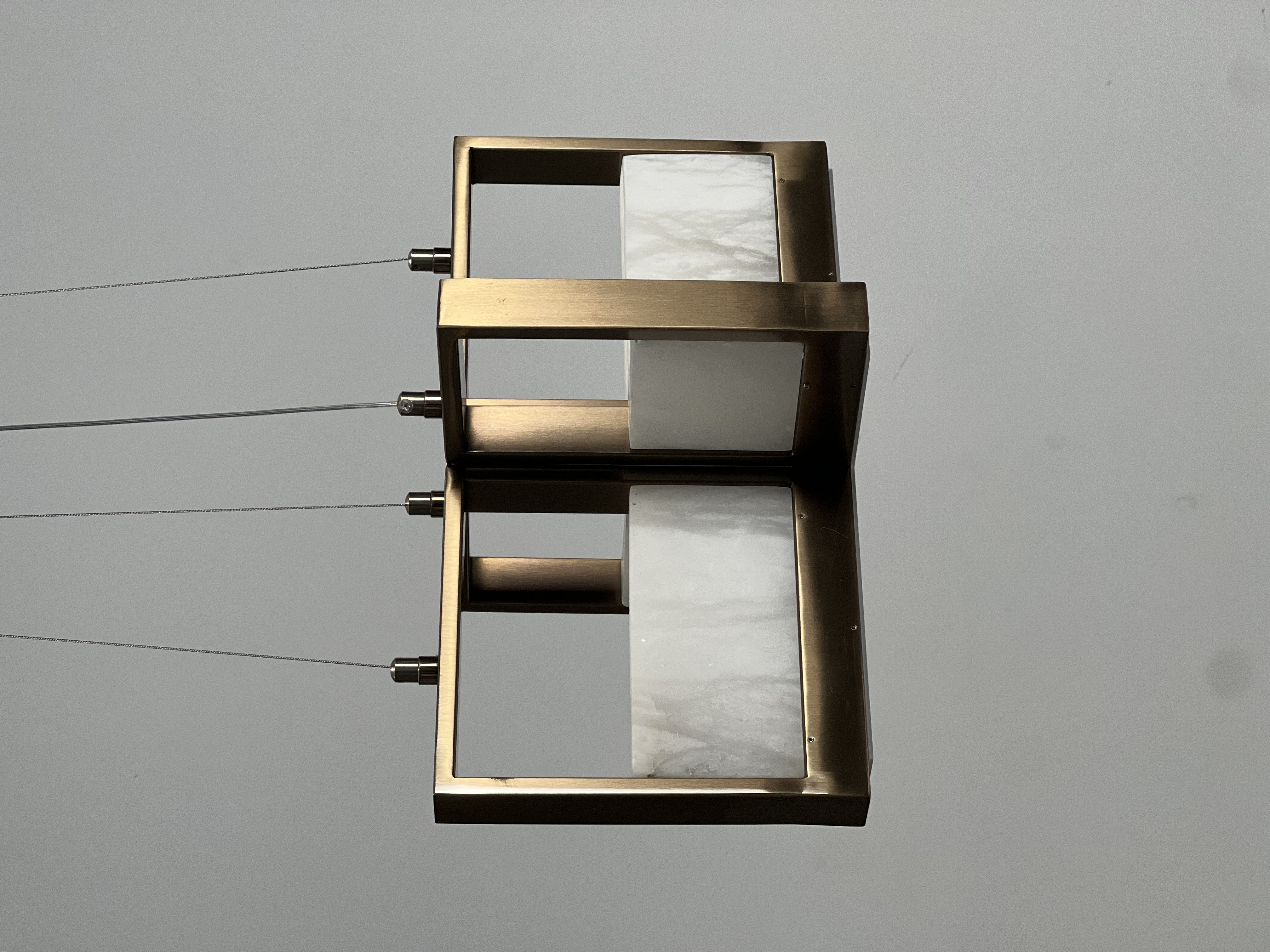Casailighting  Dual Cube Alabaster & Brass Chandelier