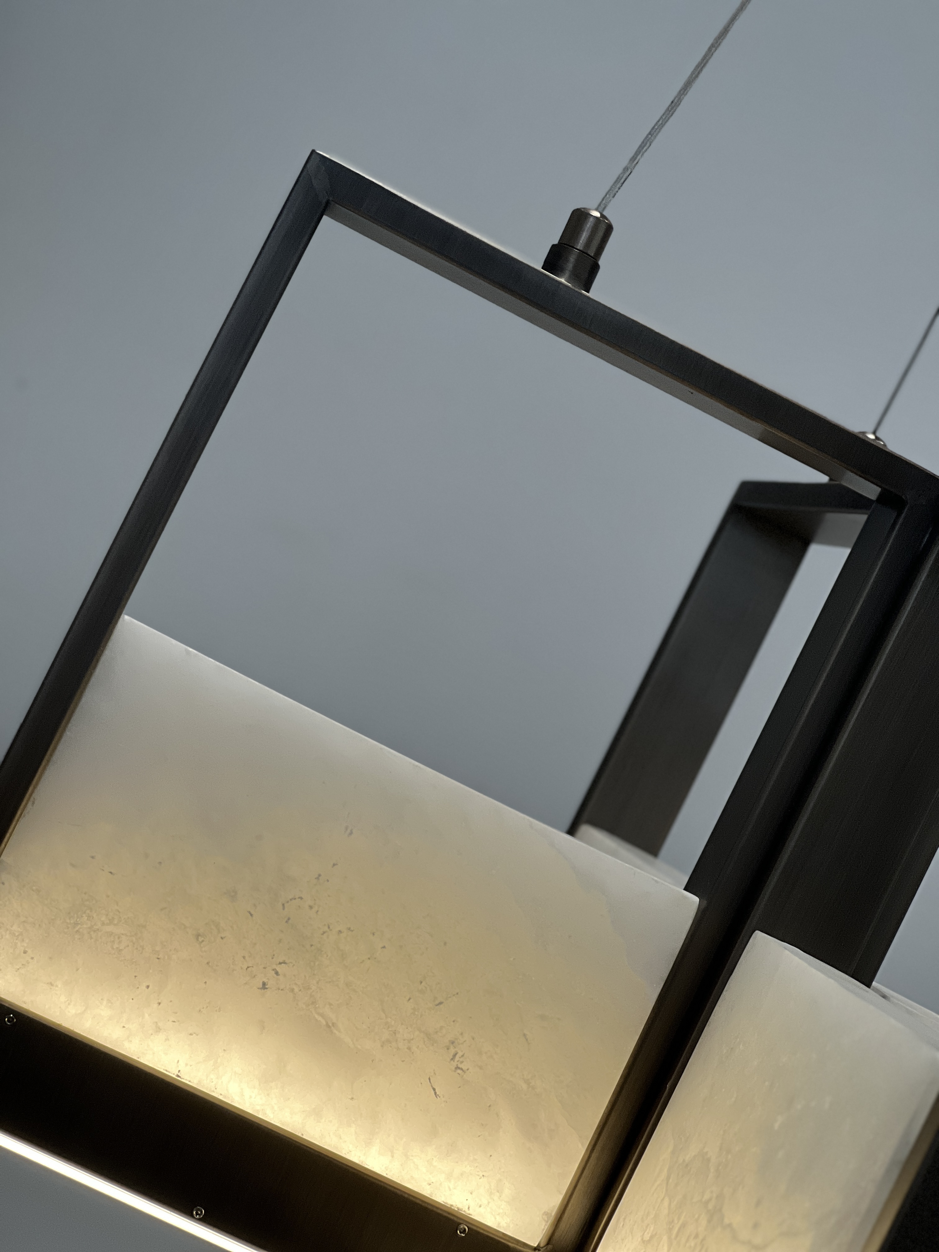 Casailighting  Dual Cube Alabaster & Brass Chandelier