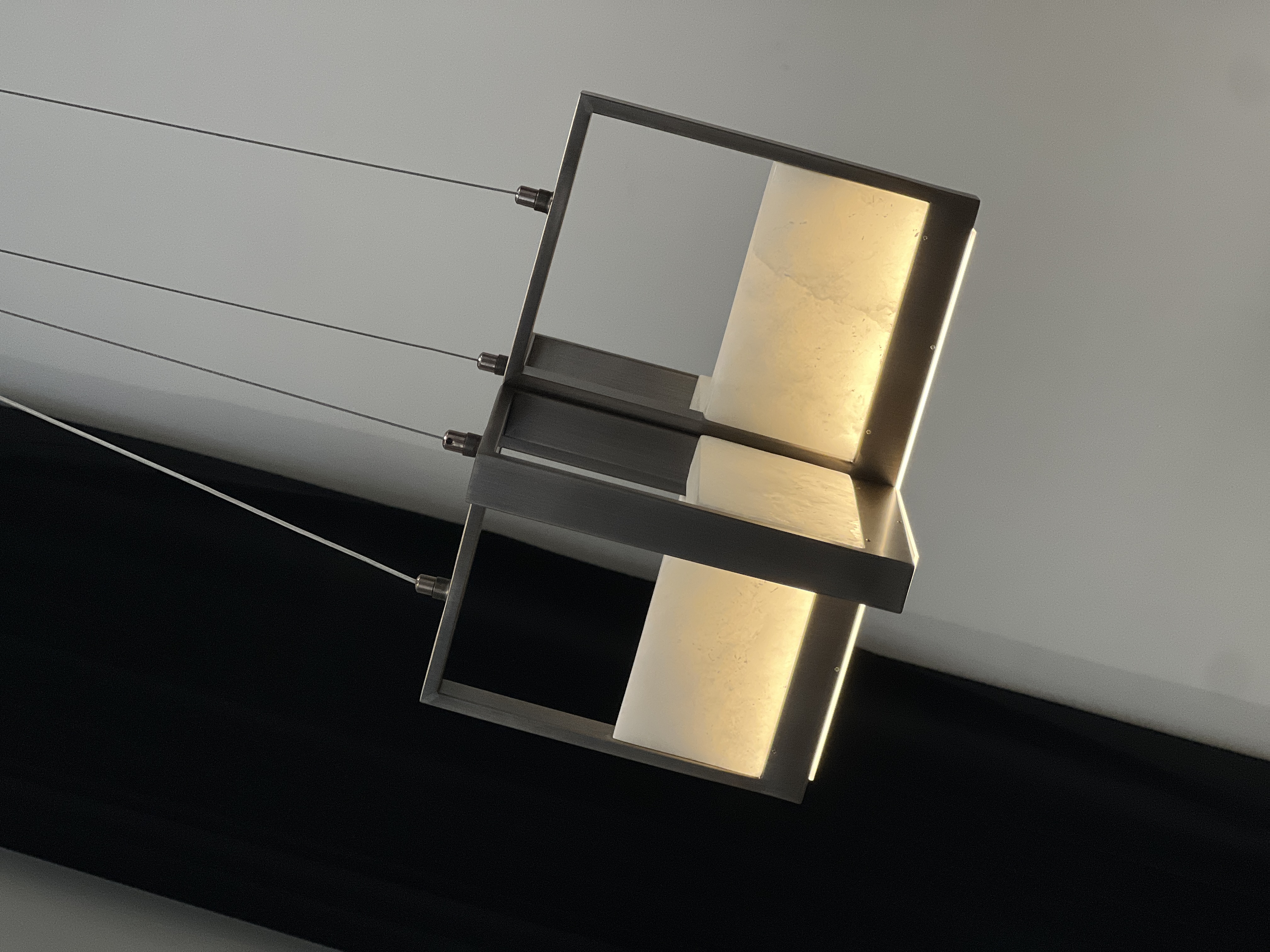 Casailighting  Dual Cube Alabaster & Brass Chandelier