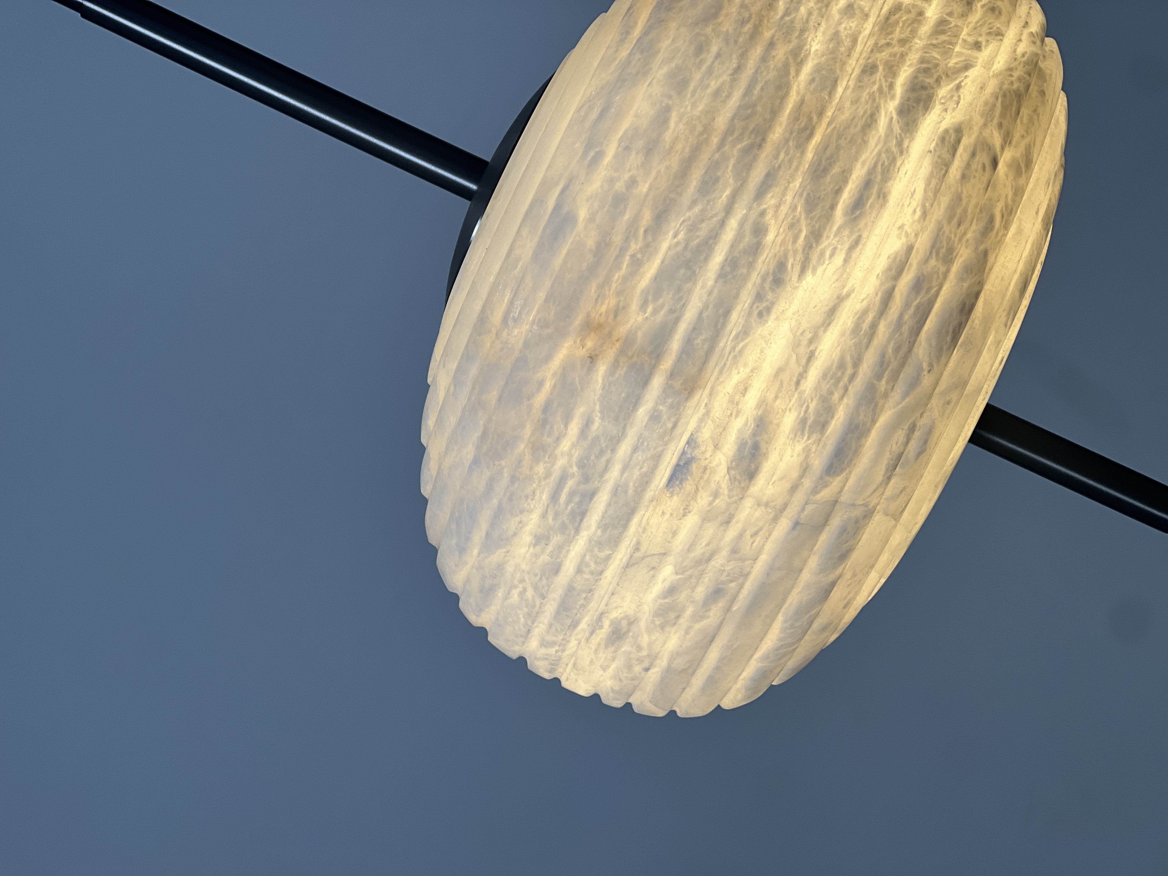 Casailighting Ribbed Alabaster & Brass Pendant Light