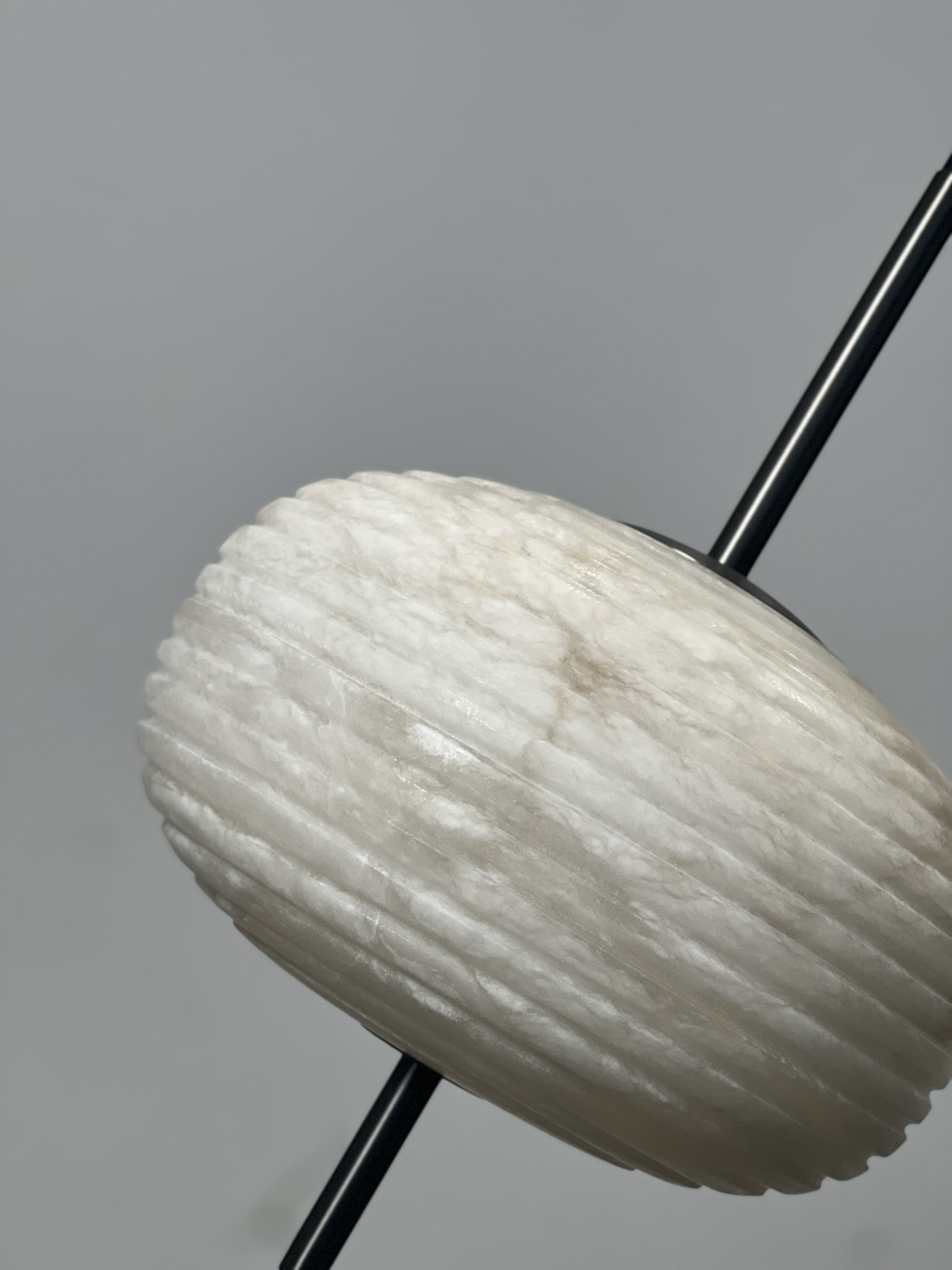 Casailighting Ribbed Alabaster & Brass Pendant Light
