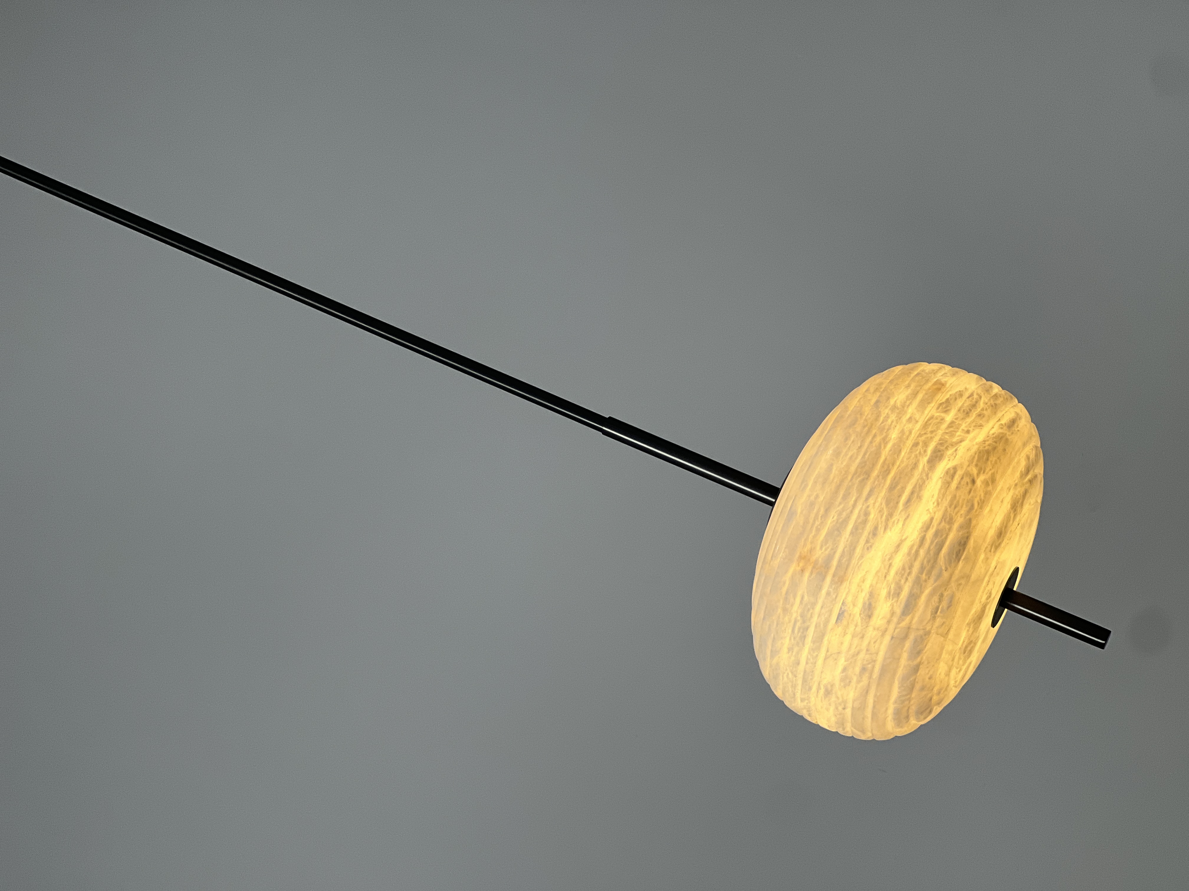 Casailighting Ribbed Alabaster & Brass Pendant Light