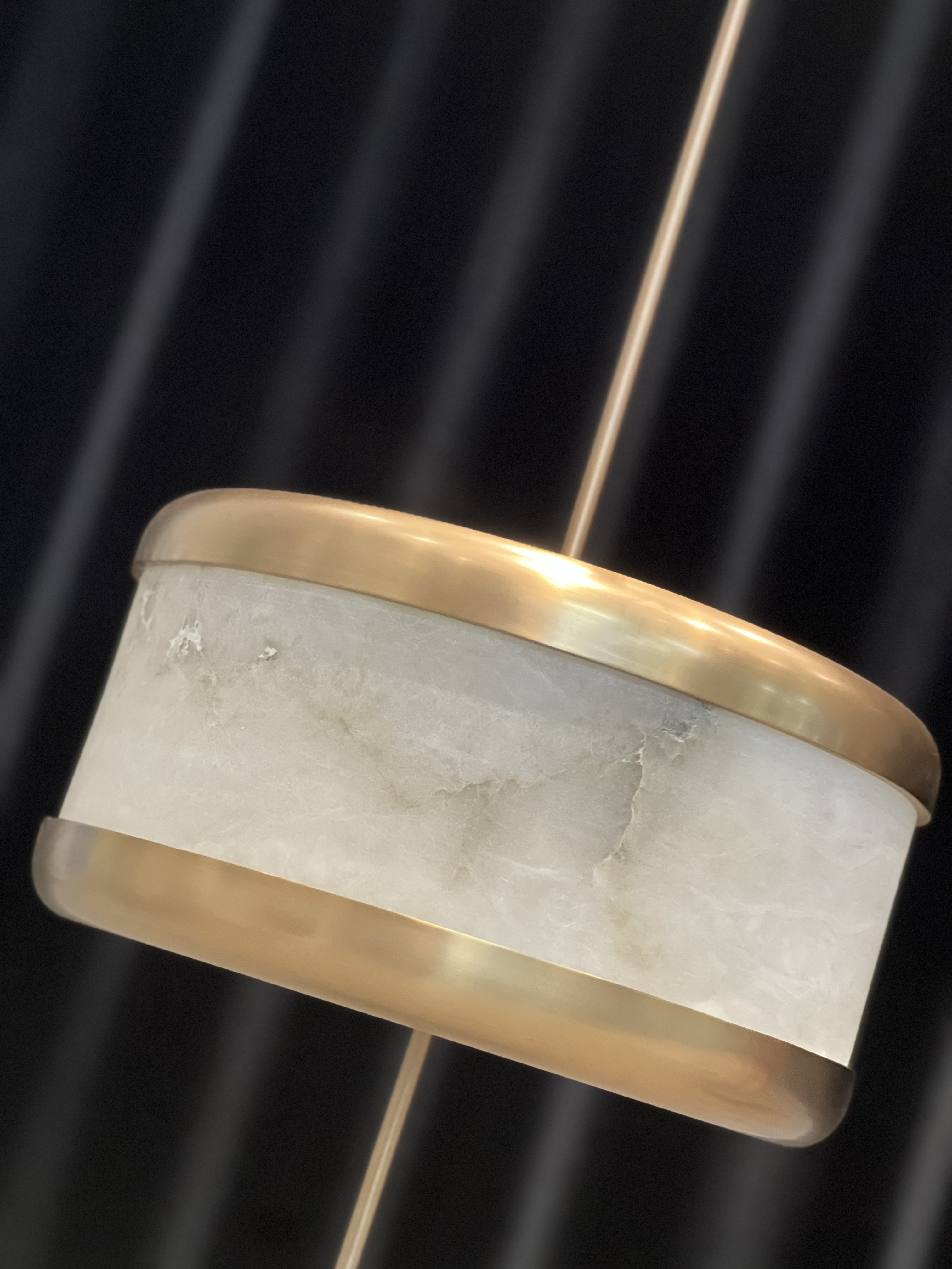 Casailighting Modern Cylinder Alabaster & Brass Pendant Light