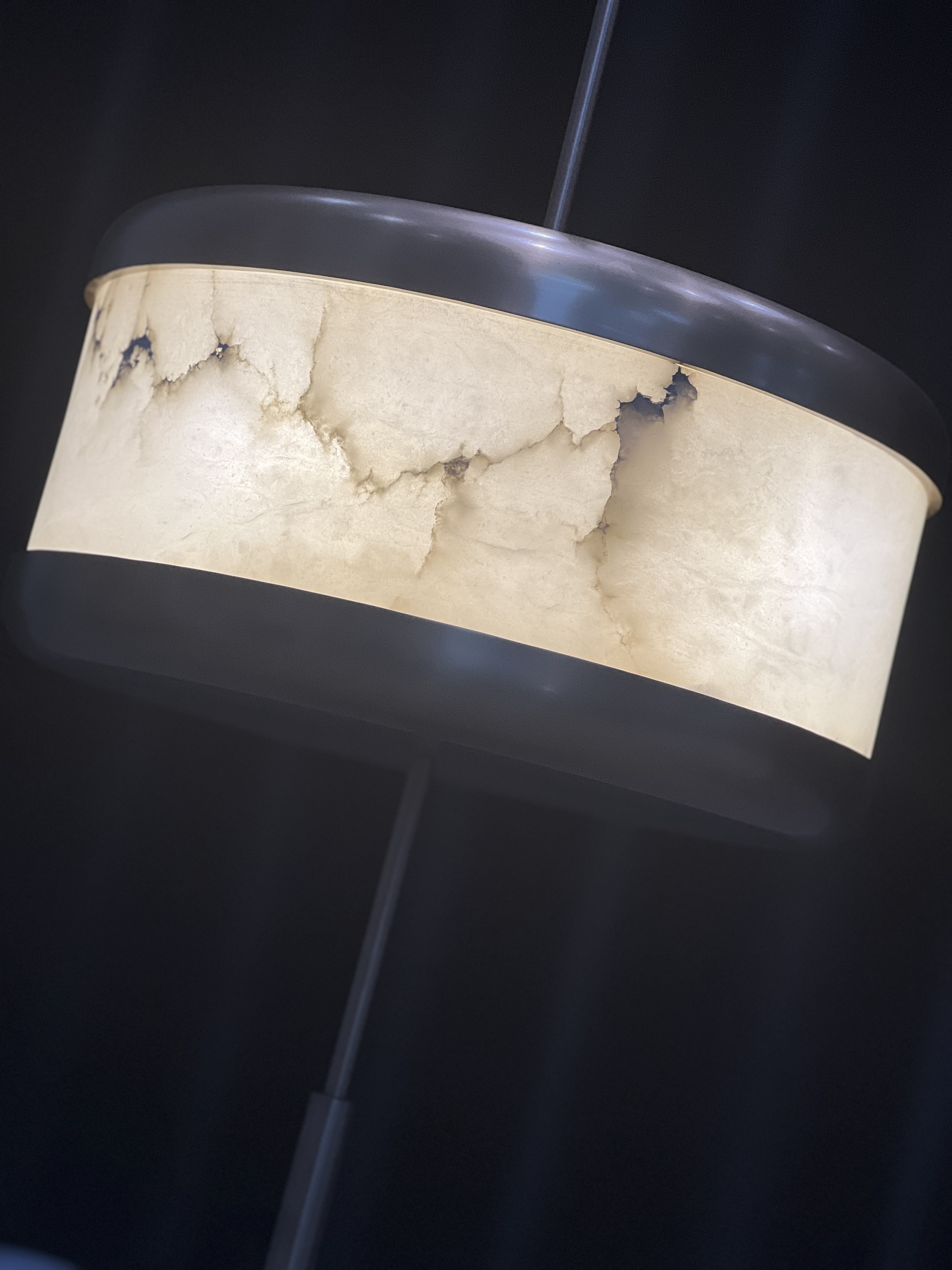Casailighting Modern Cylinder Alabaster & Brass Pendant Light