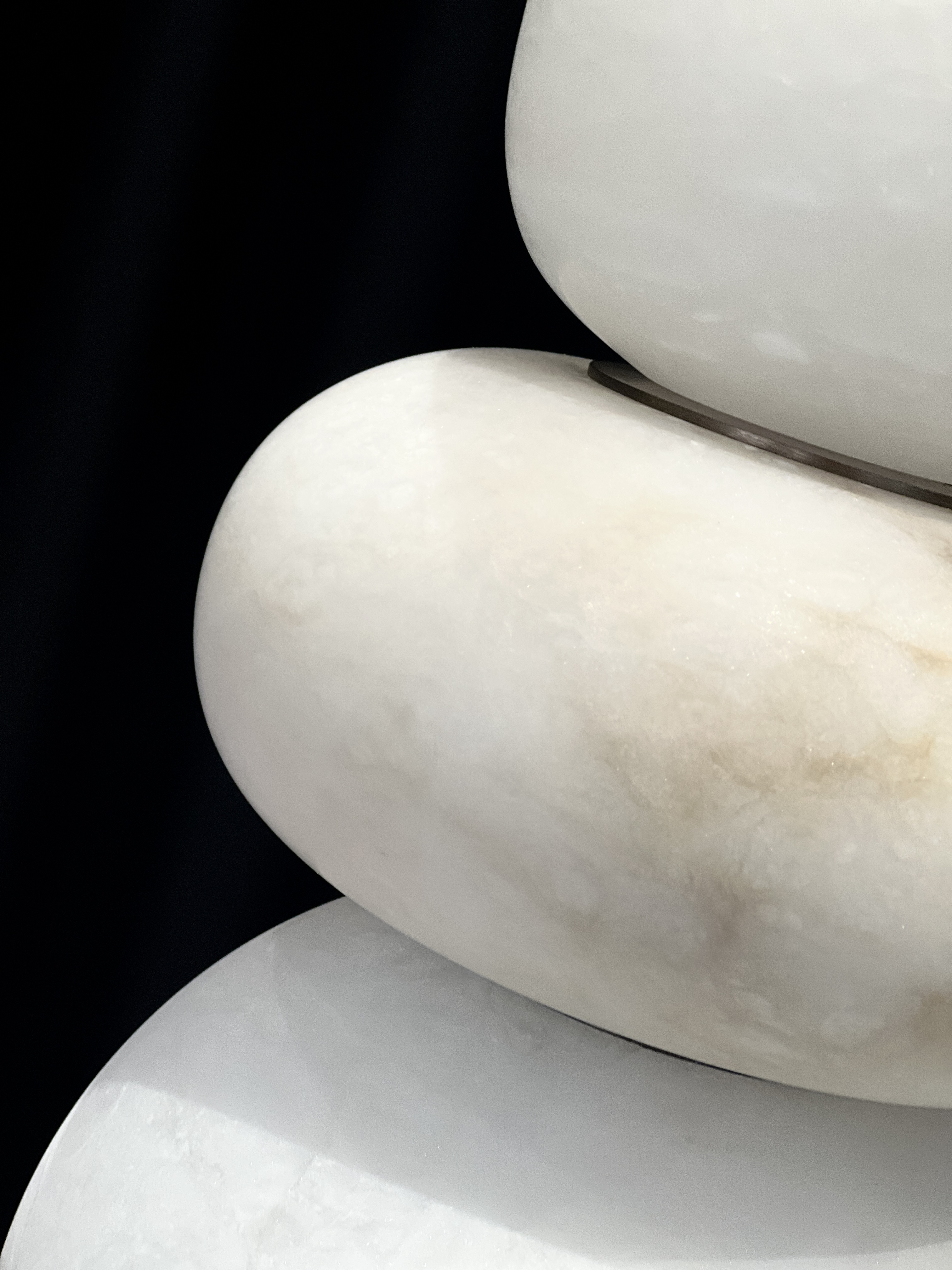 Casailighting 「Stacked Stones」Triple Tier Alabaster & Brass Pendant Light