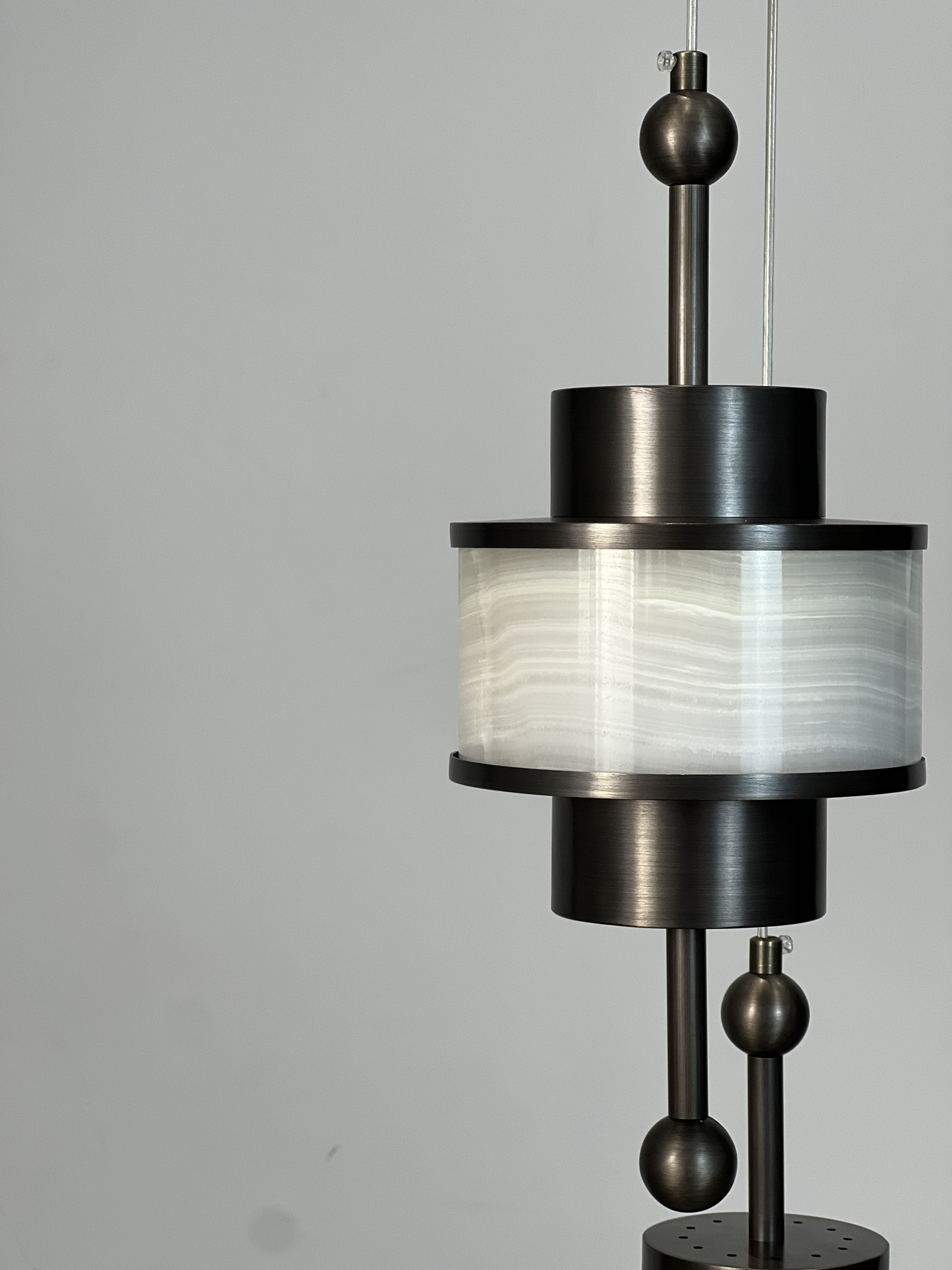 Casailighting Stacked Alabaster Cylinder & Brass Pendant Light