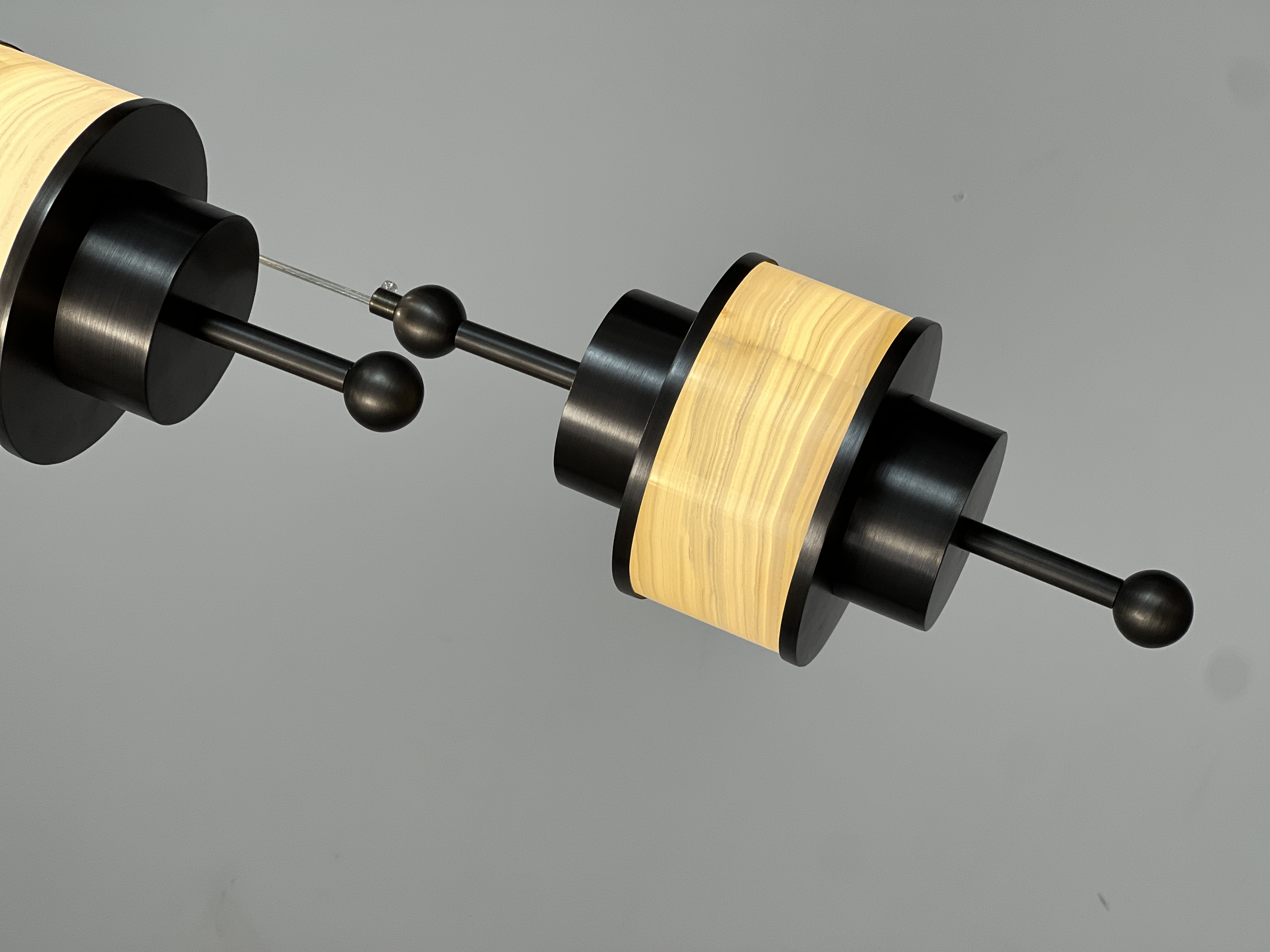 Casailighting Stacked Alabaster Cylinder & Brass Pendant Light