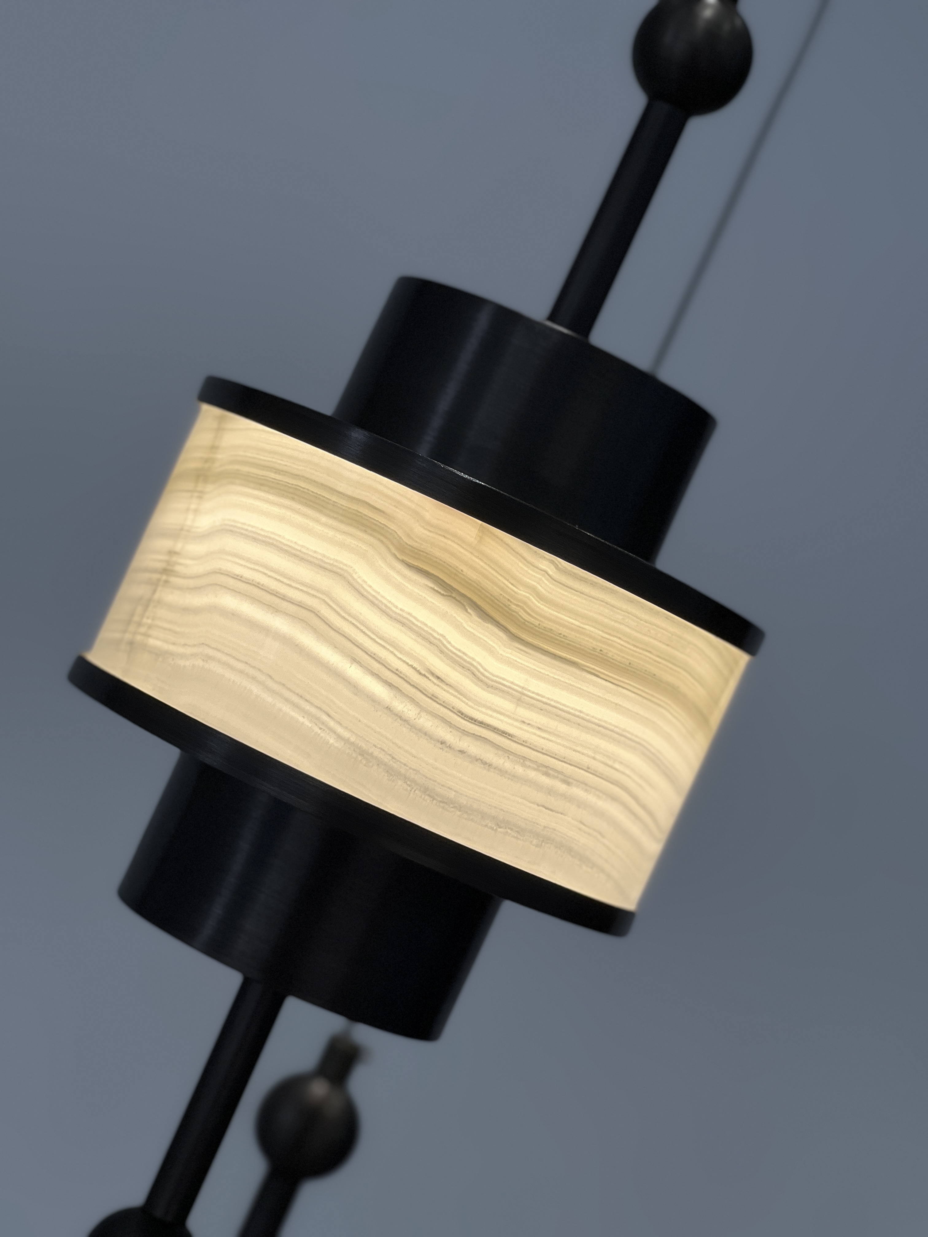 Casailighting Stacked Alabaster Cylinder & Brass Pendant Light