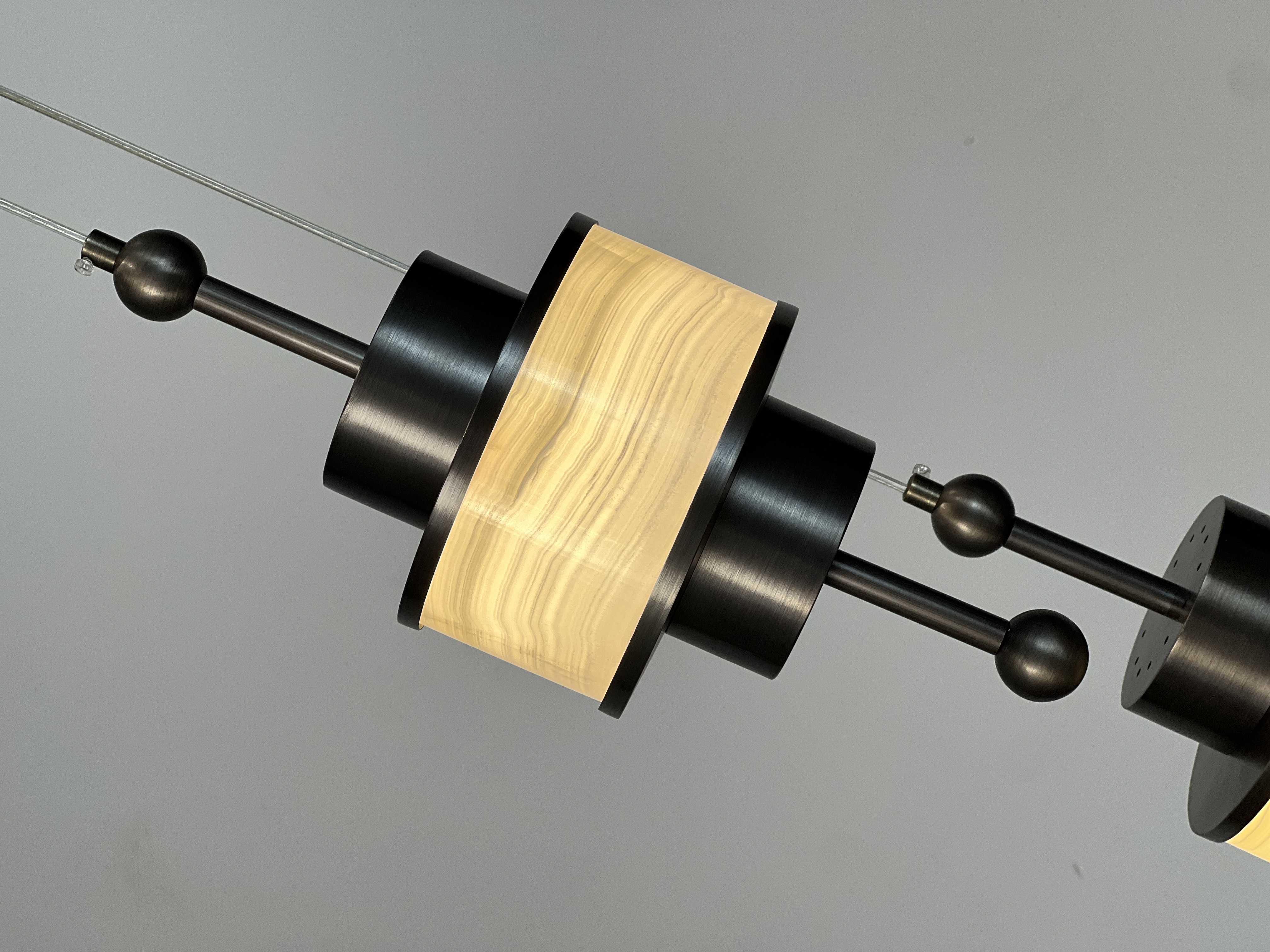 Casailighting Stacked Alabaster Cylinder & Brass Pendant Light