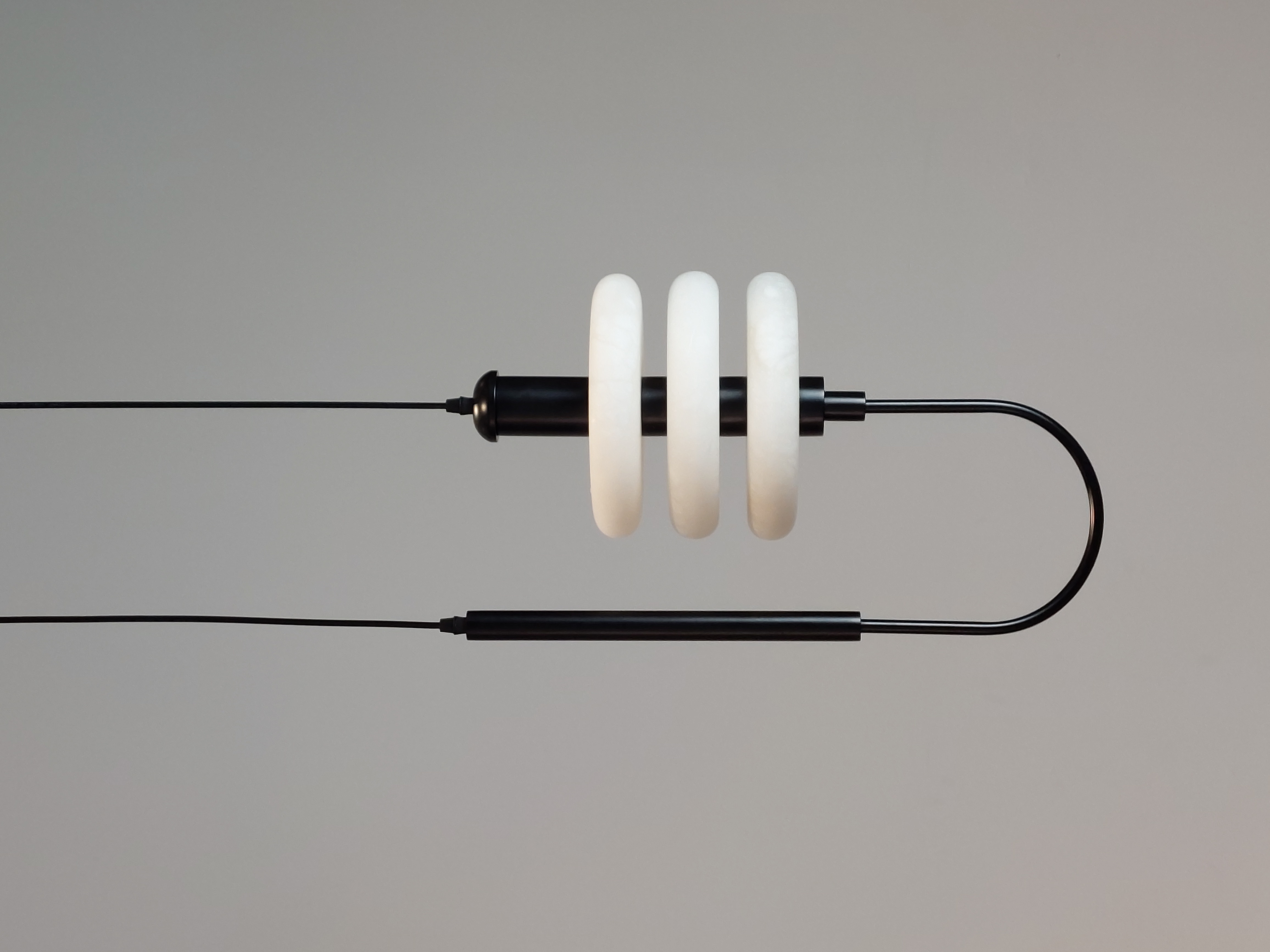 Casailighting Stacked Disc Alabaster & Black Brass Pendant Light
