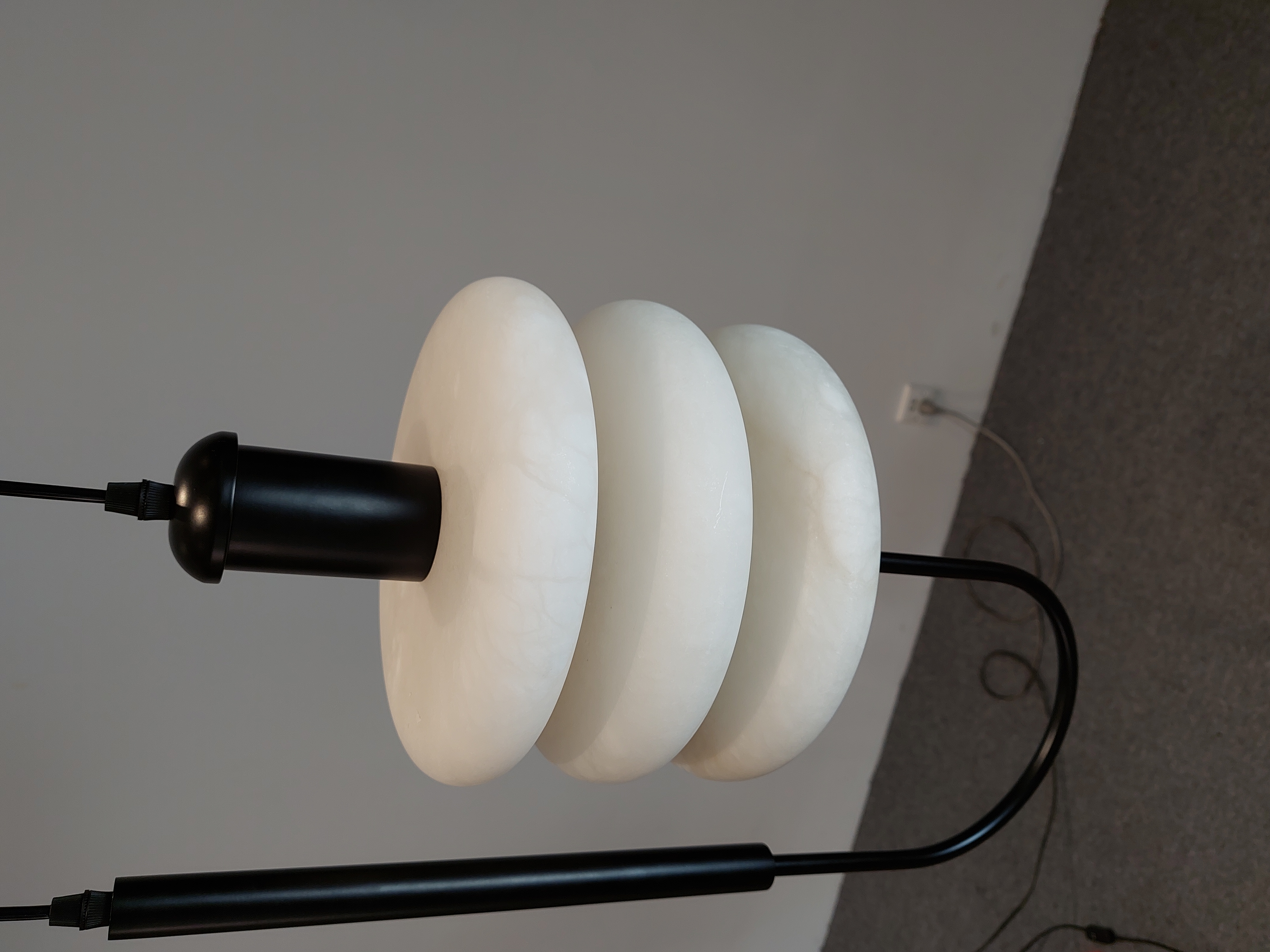 Casailighting Stacked Disc Alabaster & Black Brass Pendant Light