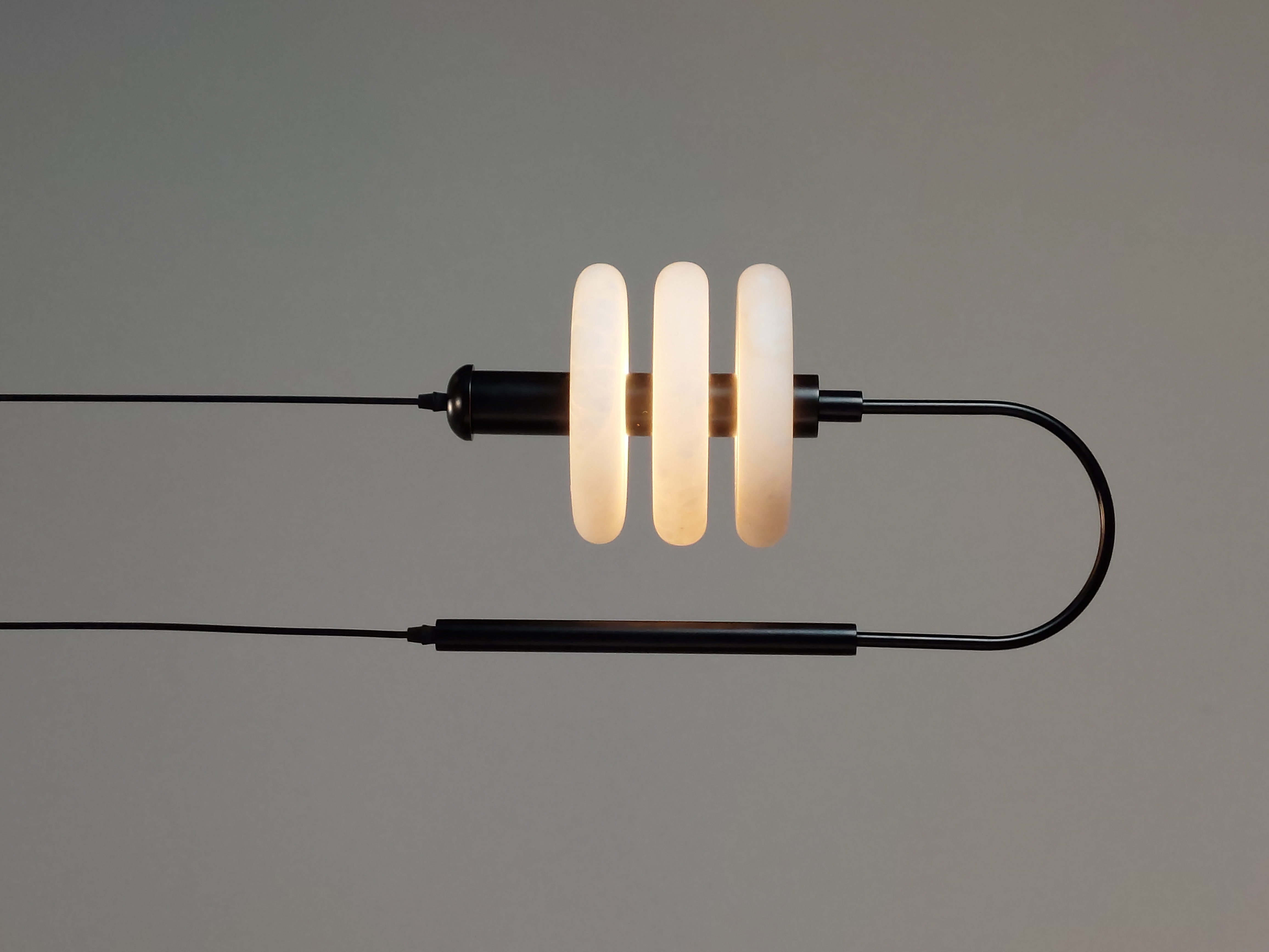 Casailighting Stacked Disc Alabaster & Black Brass Pendant Light